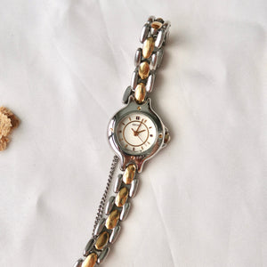 S. Moorea White Round Dial with Two Tone Chain Watch