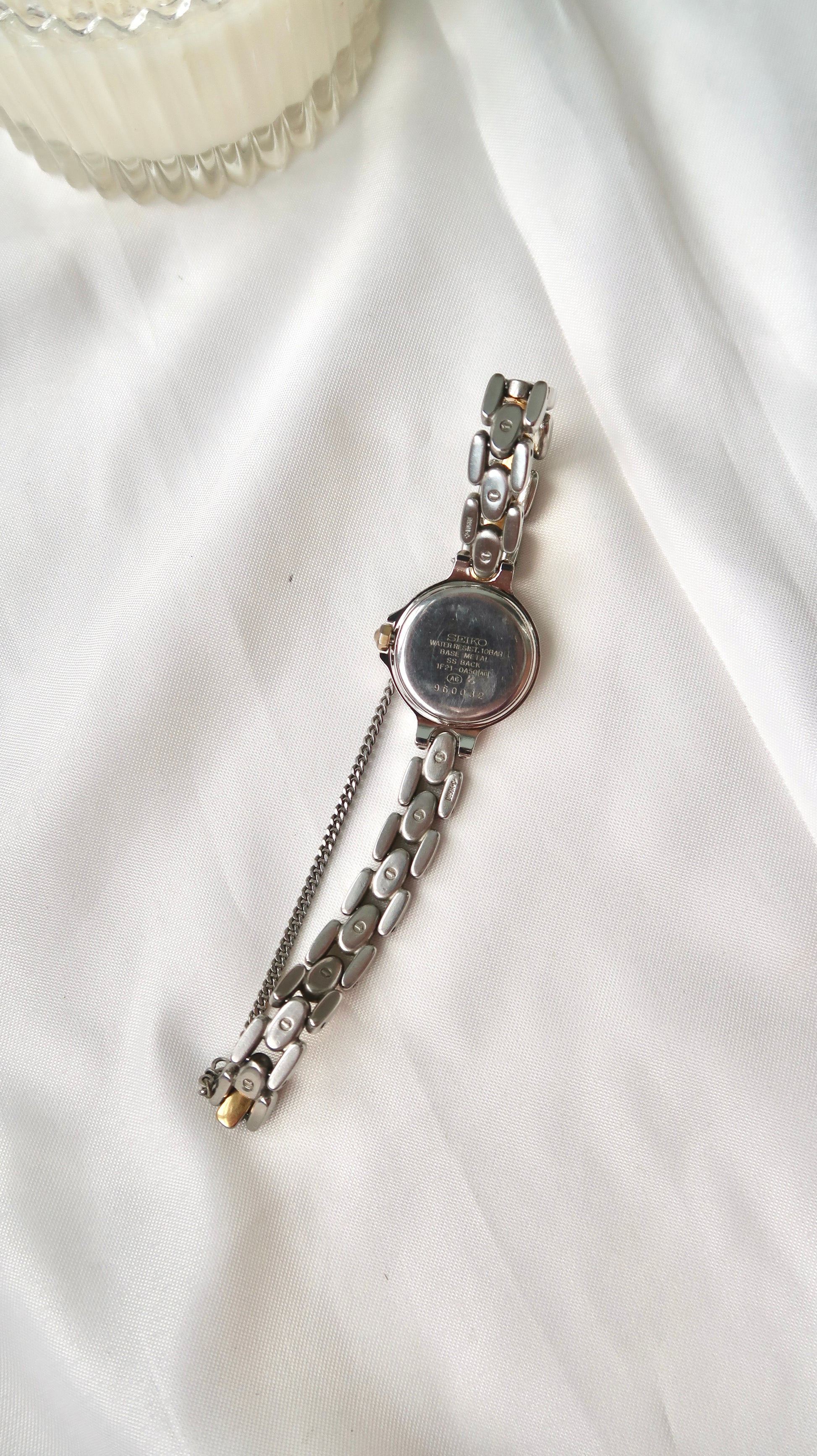 S. Moorea White Round Dial with Two Tone Chain Watch