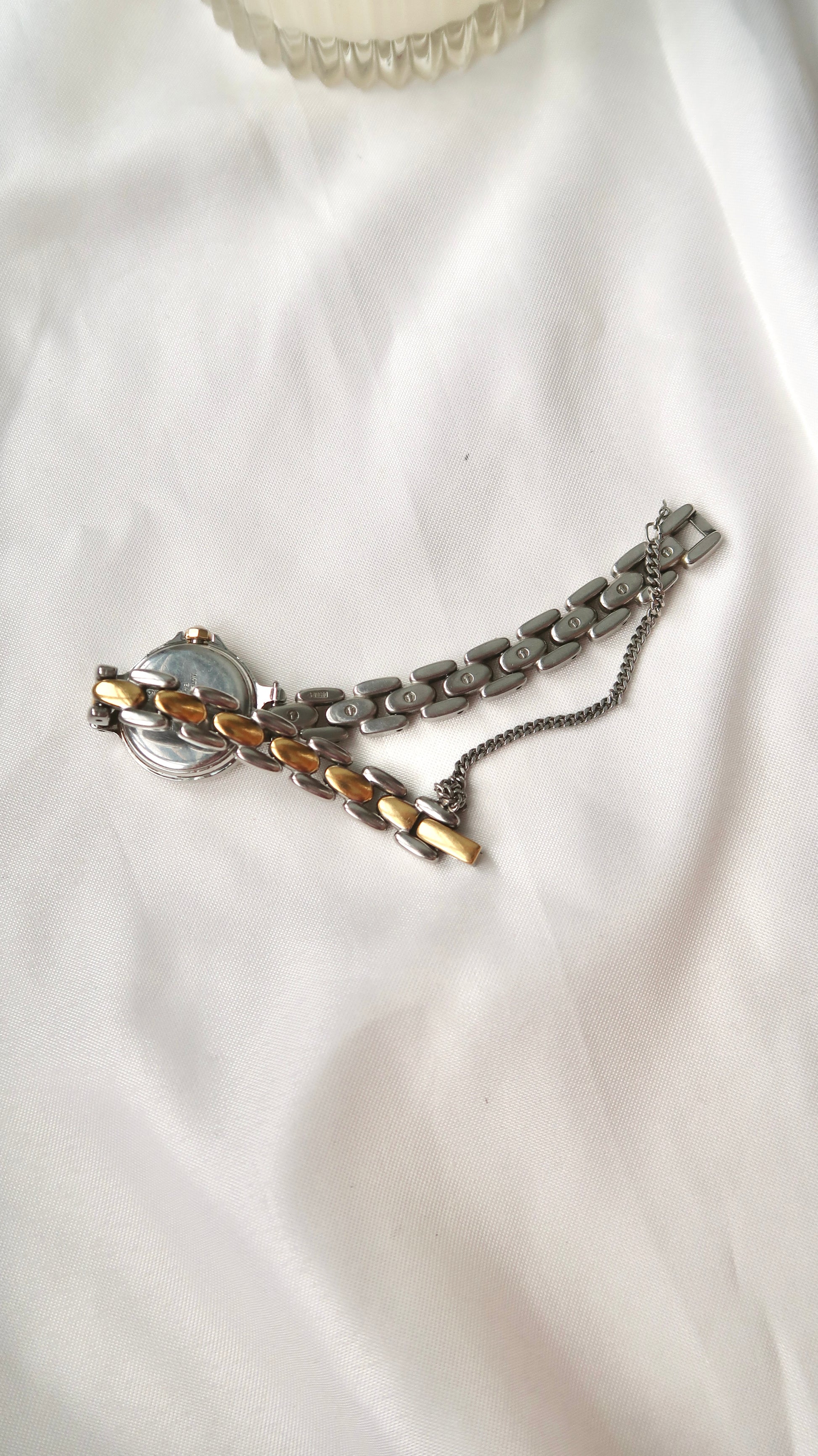 S. Moorea White Round Dial with Two Tone Chain Watch