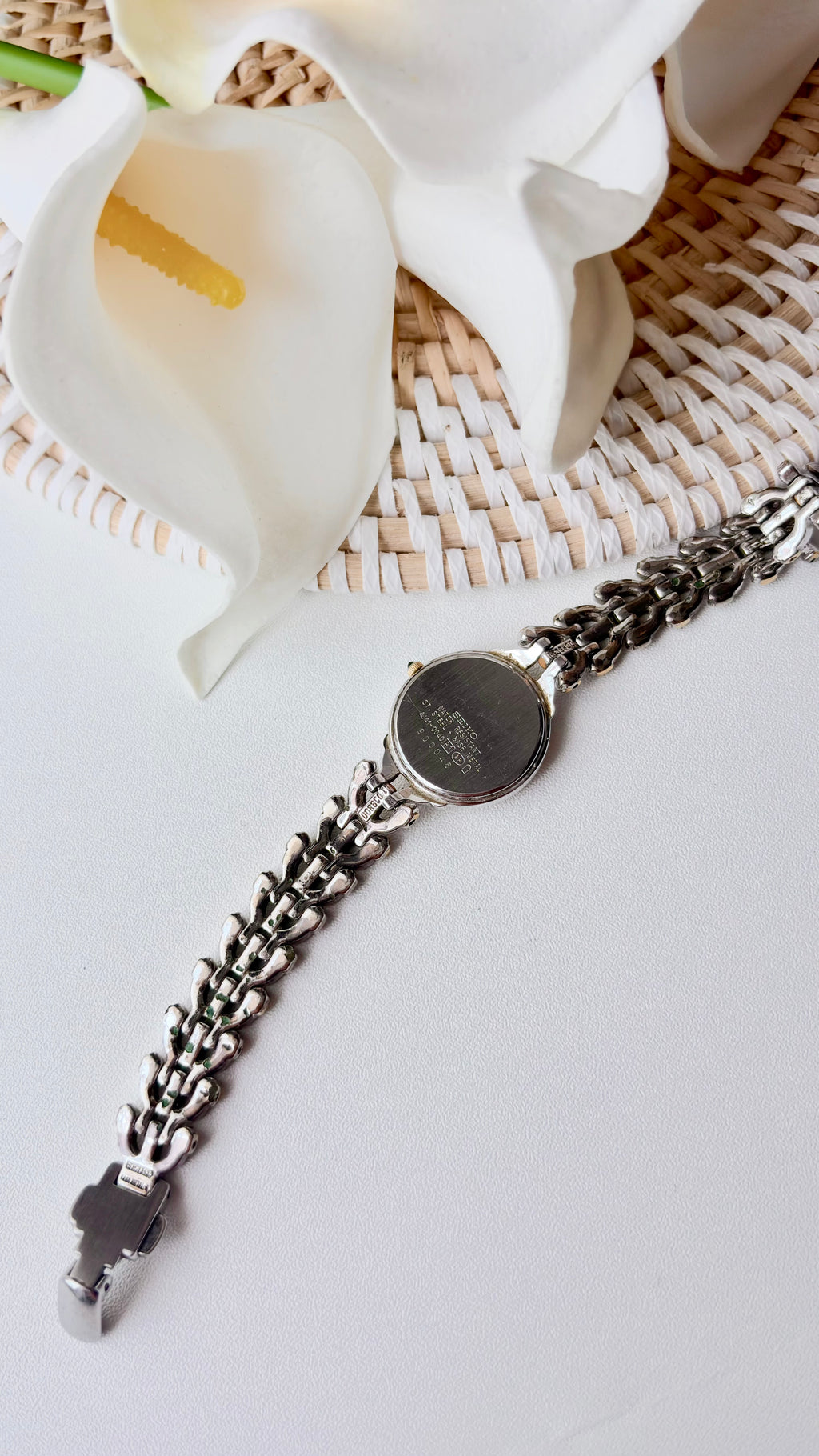 S. Exceline White Round Roman Dial Two Tone Chain Watch