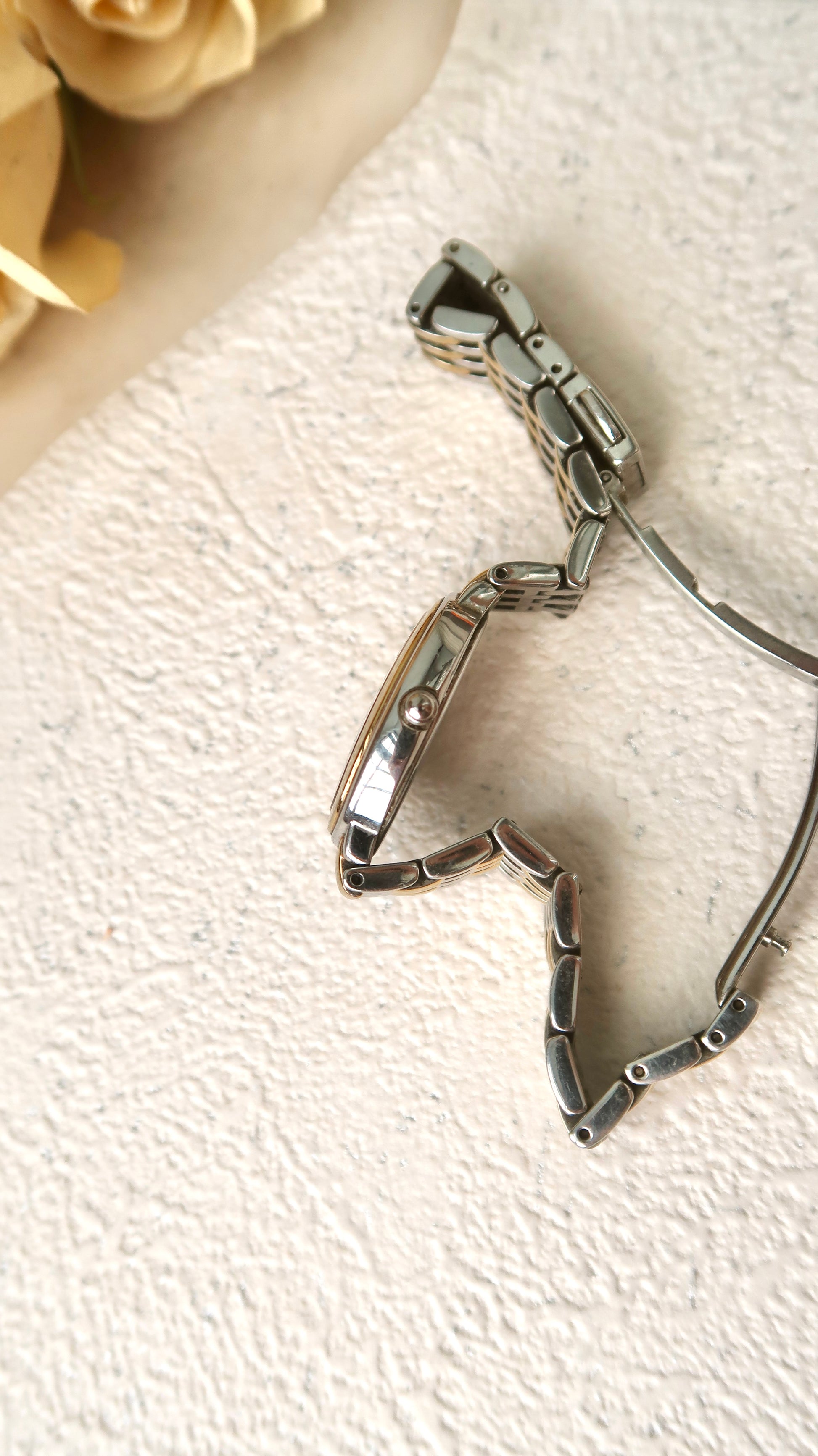 CTZ. Exceed Eco Drive White Oval Dial with Two Tone Chain Watch