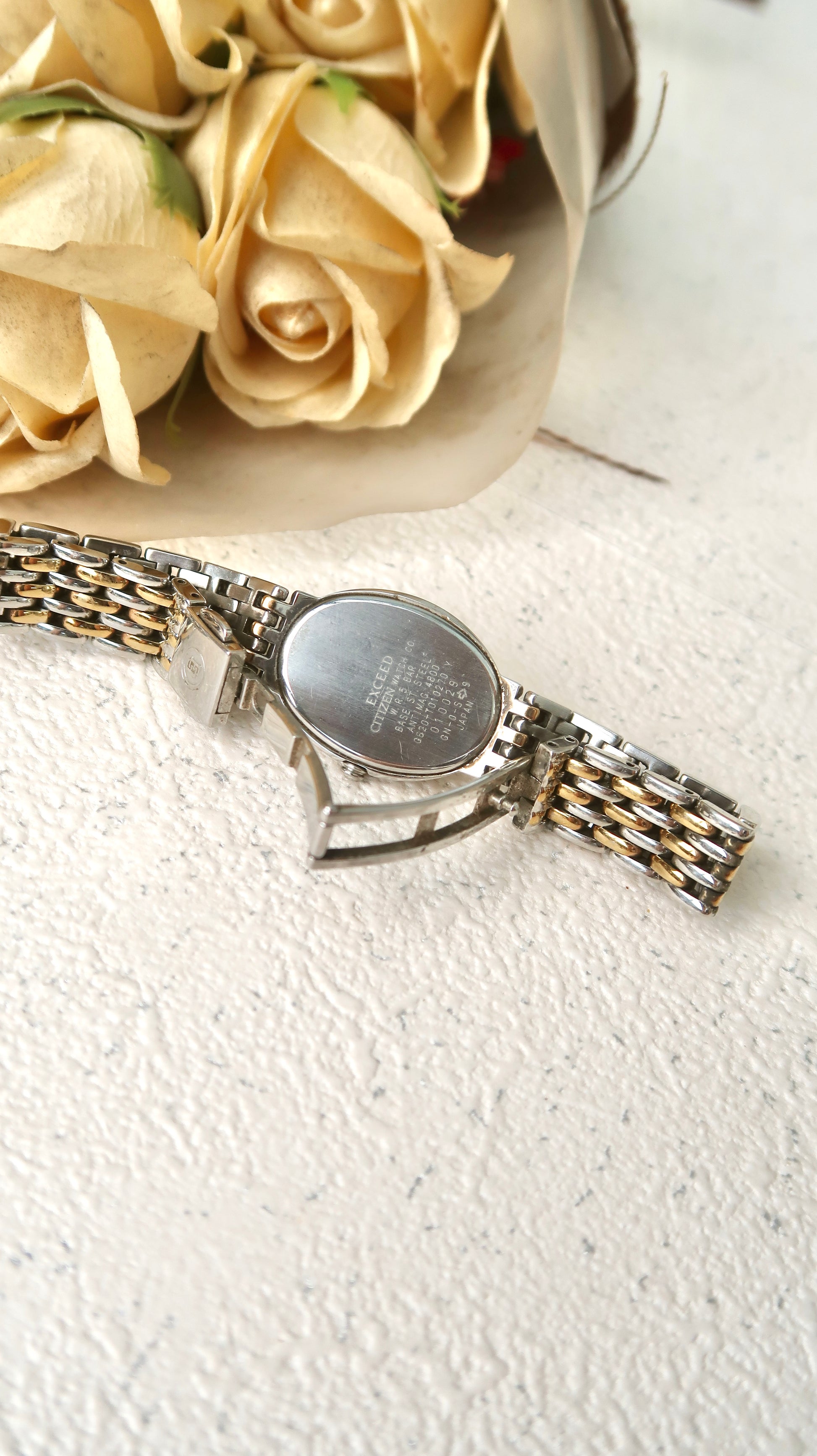 CTZ. Exceed Eco Drive White Oval Dial with Two Tone Chain Watch