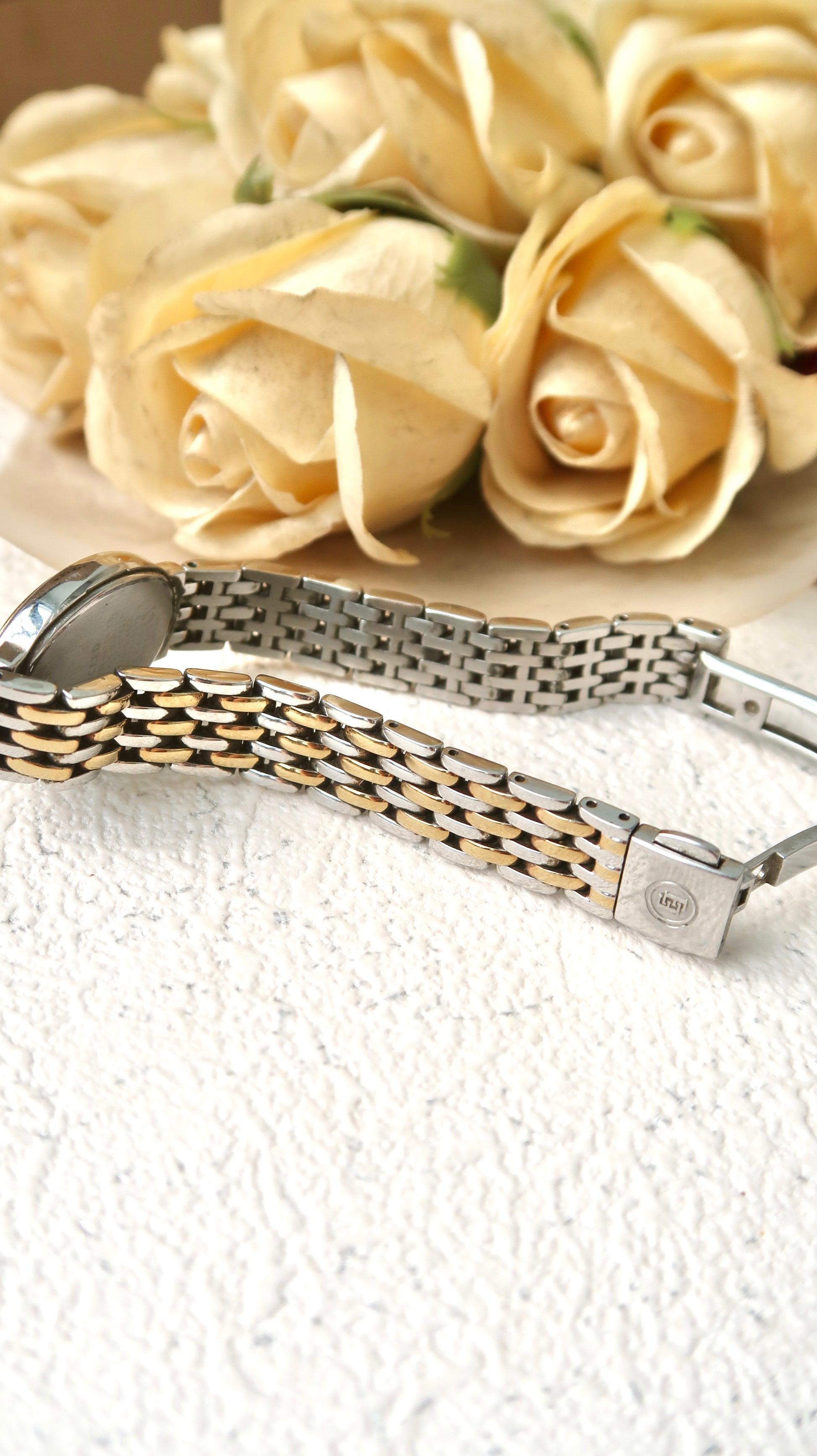 CTZ. Exceed Eco Drive White Oval Dial with Two Tone Chain Watch