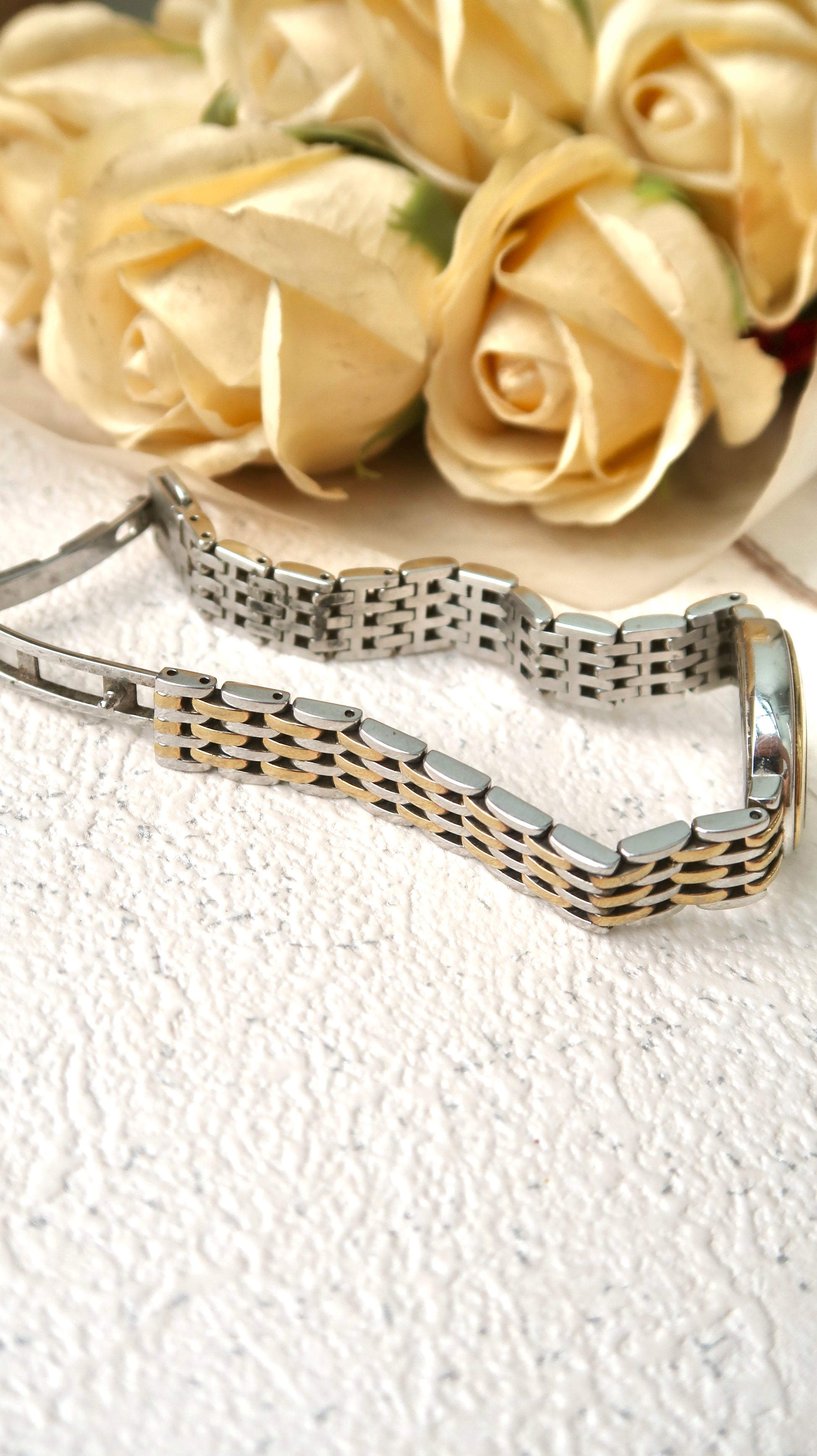 CTZ. Exceed Eco Drive White Oval Dial with Two Tone Chain Watch