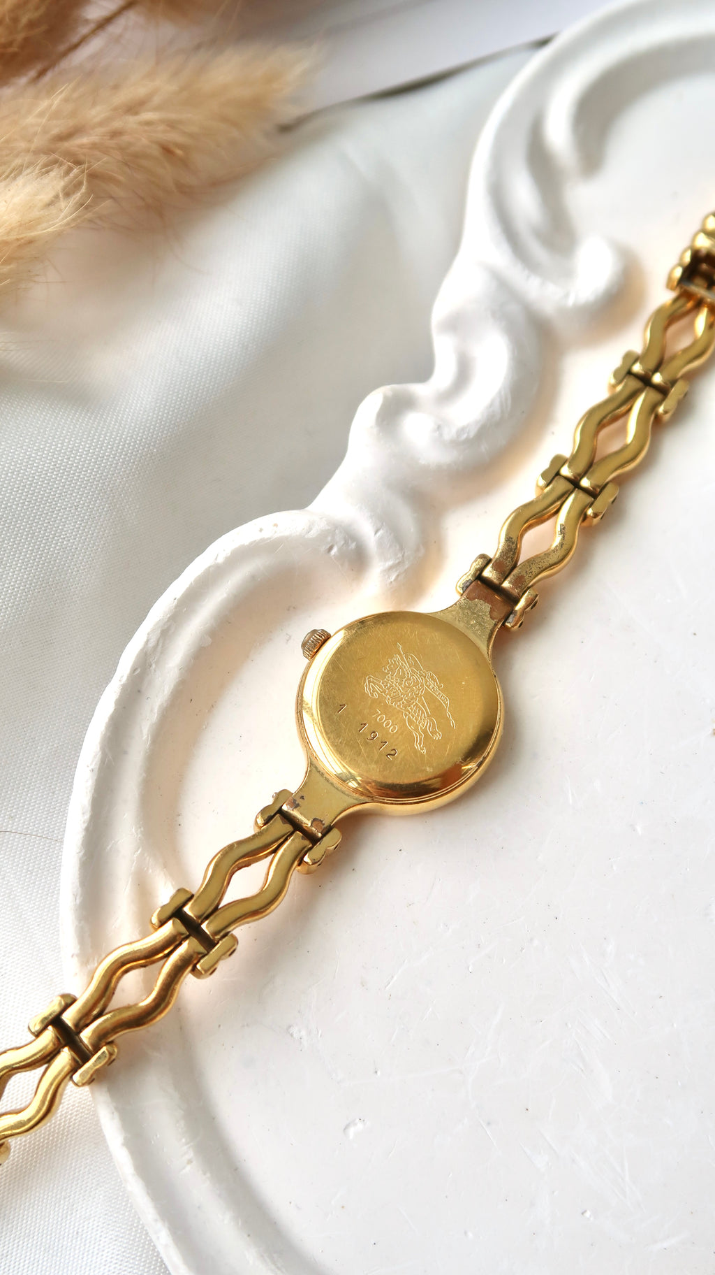 BRBY. 7000 Blue Mosaic Dial with Gold Chain Watch