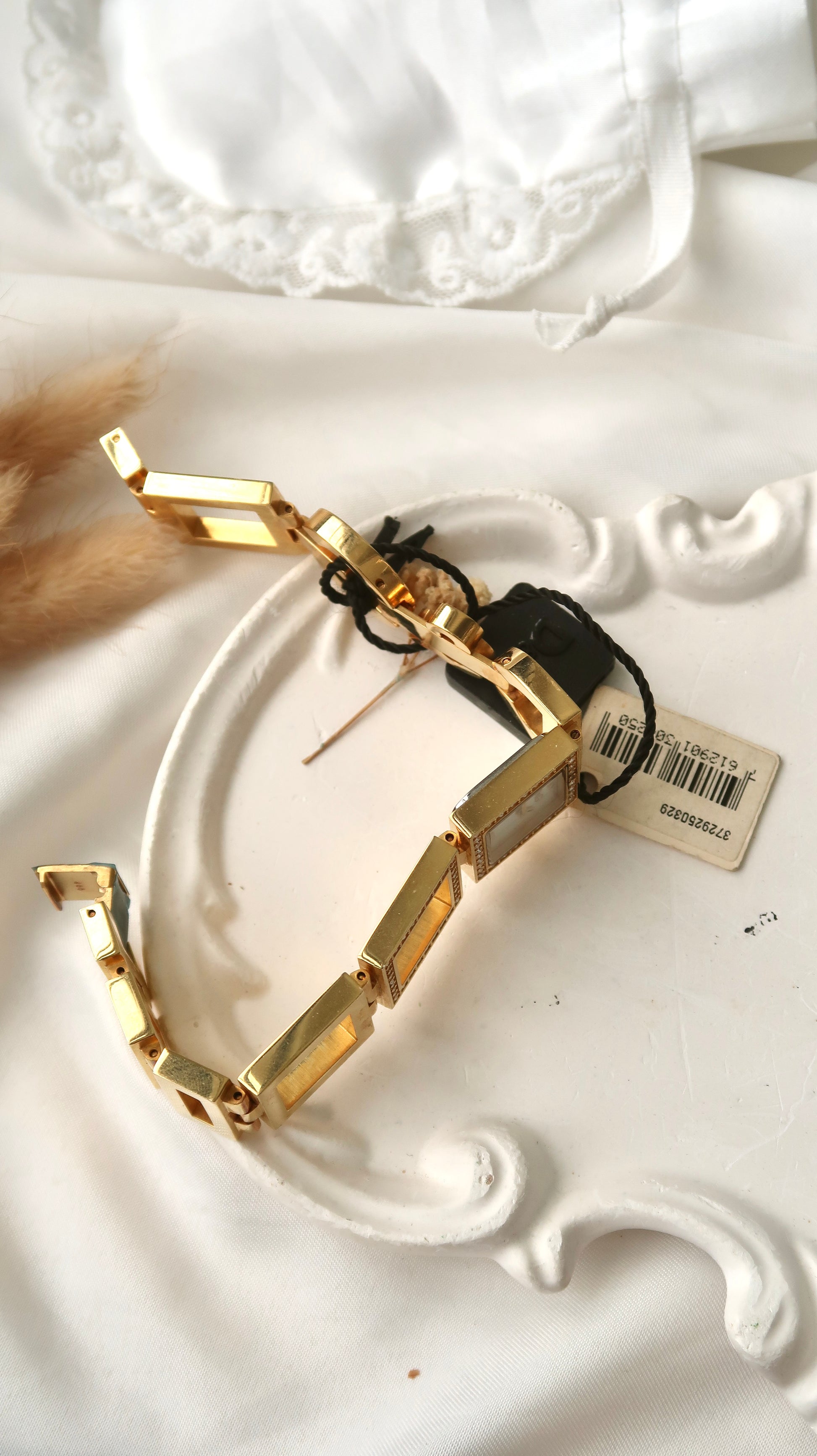 D&G White Square Dial with Gold Chain Watch