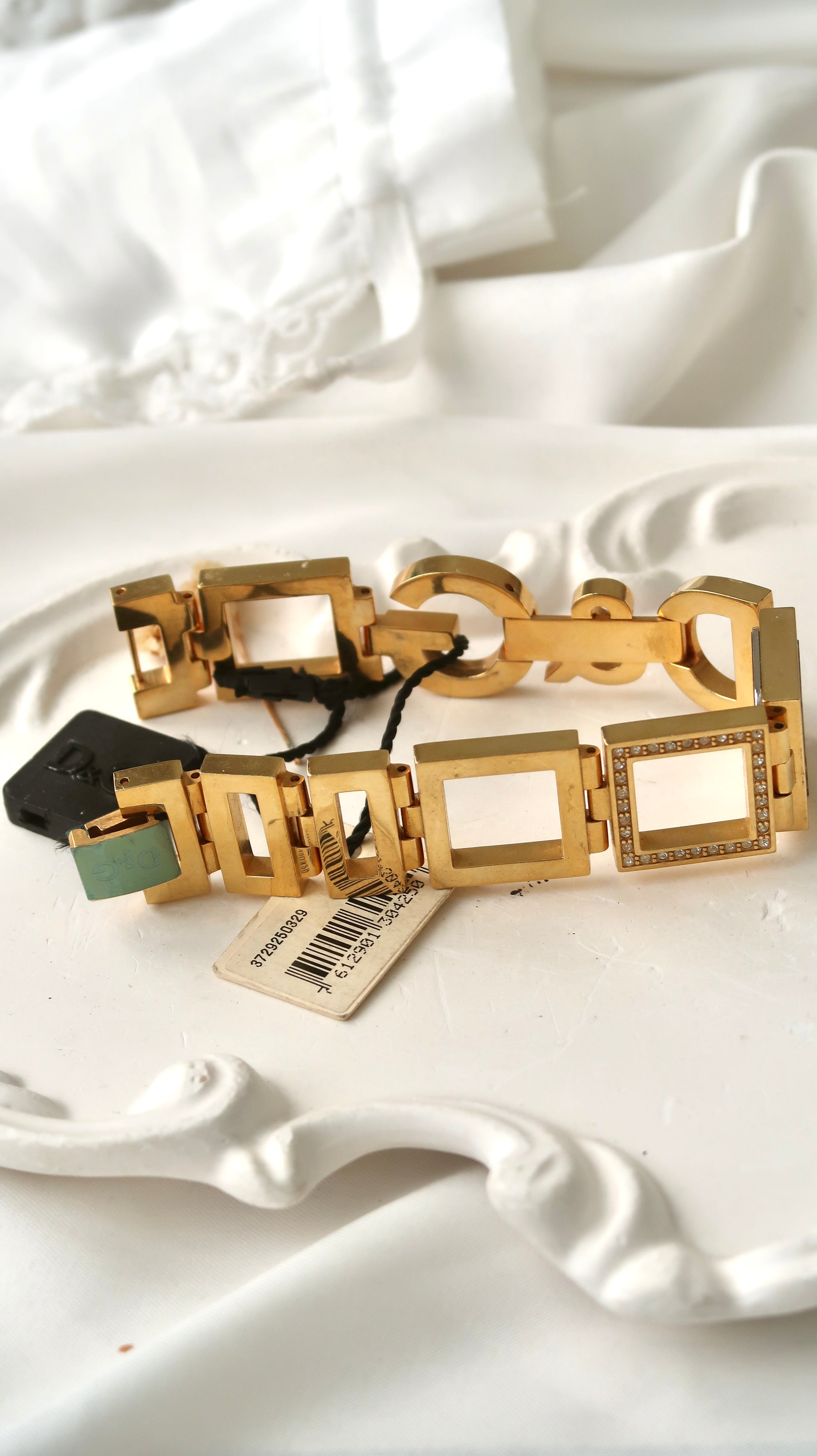 D&G White Square Dial with Gold Chain Watch