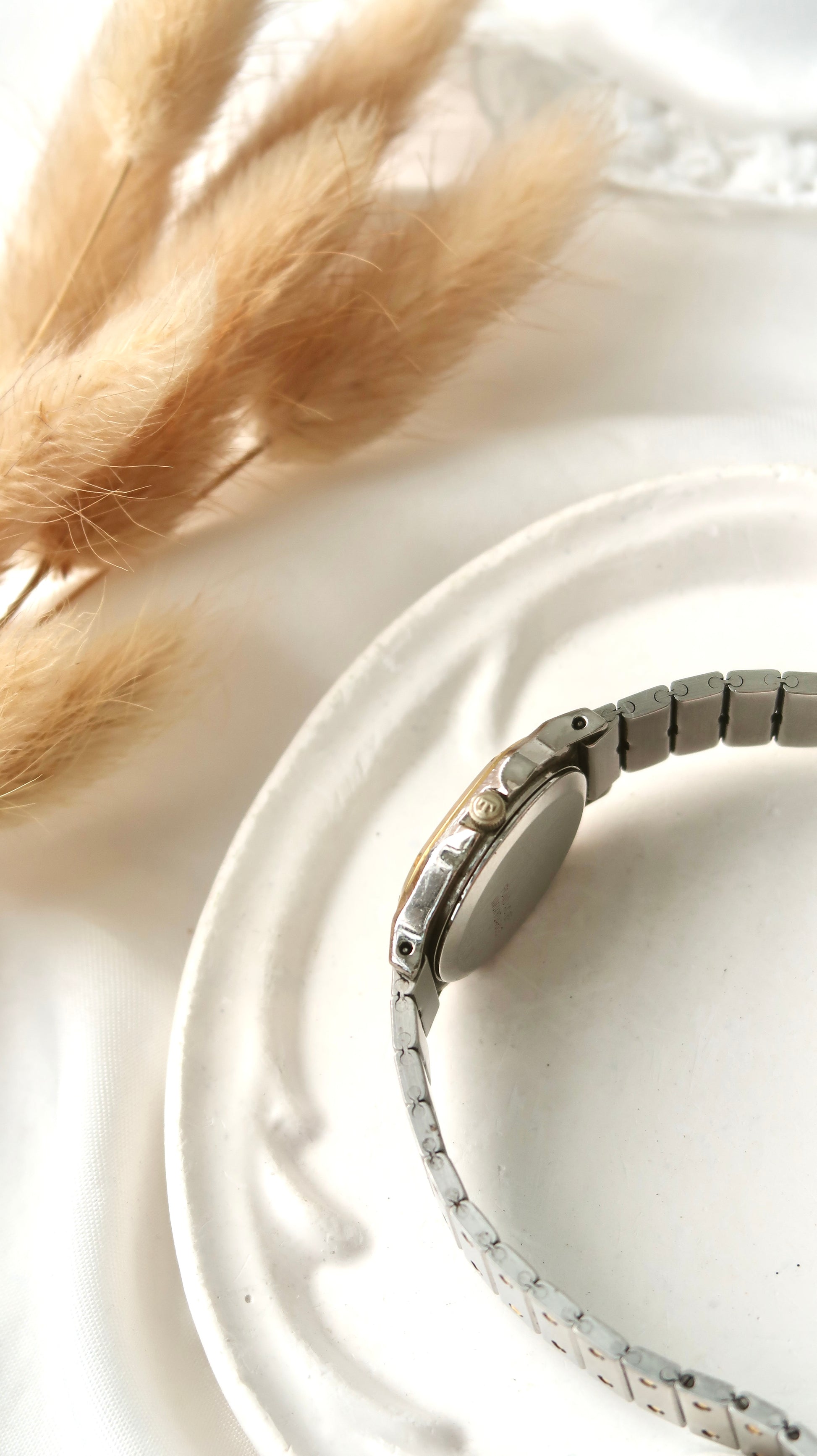 T. Seastar Square White Dial with Two Tone Chain Watch