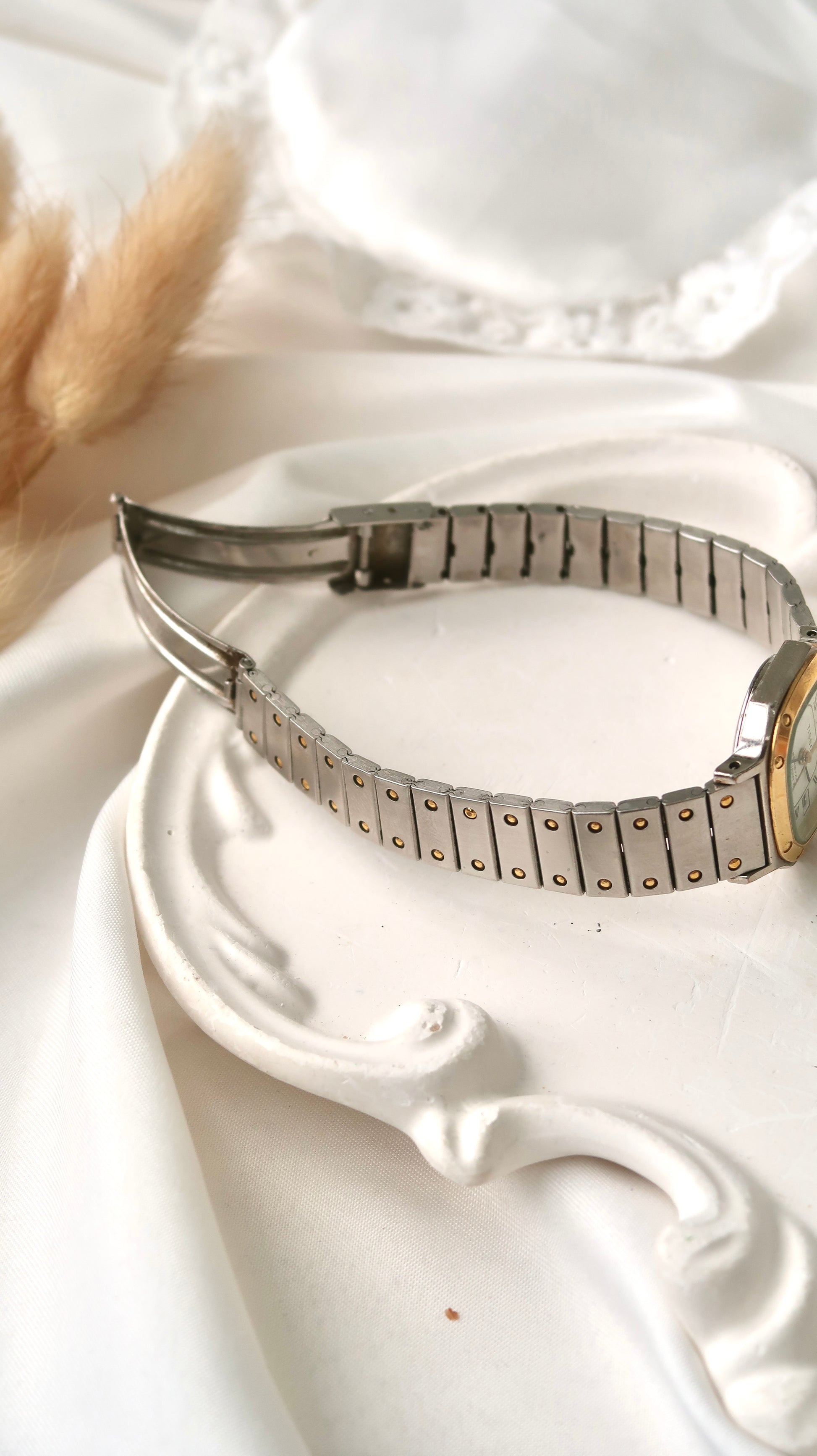 T. Seastar Square White Dial with Two Tone Chain Watch