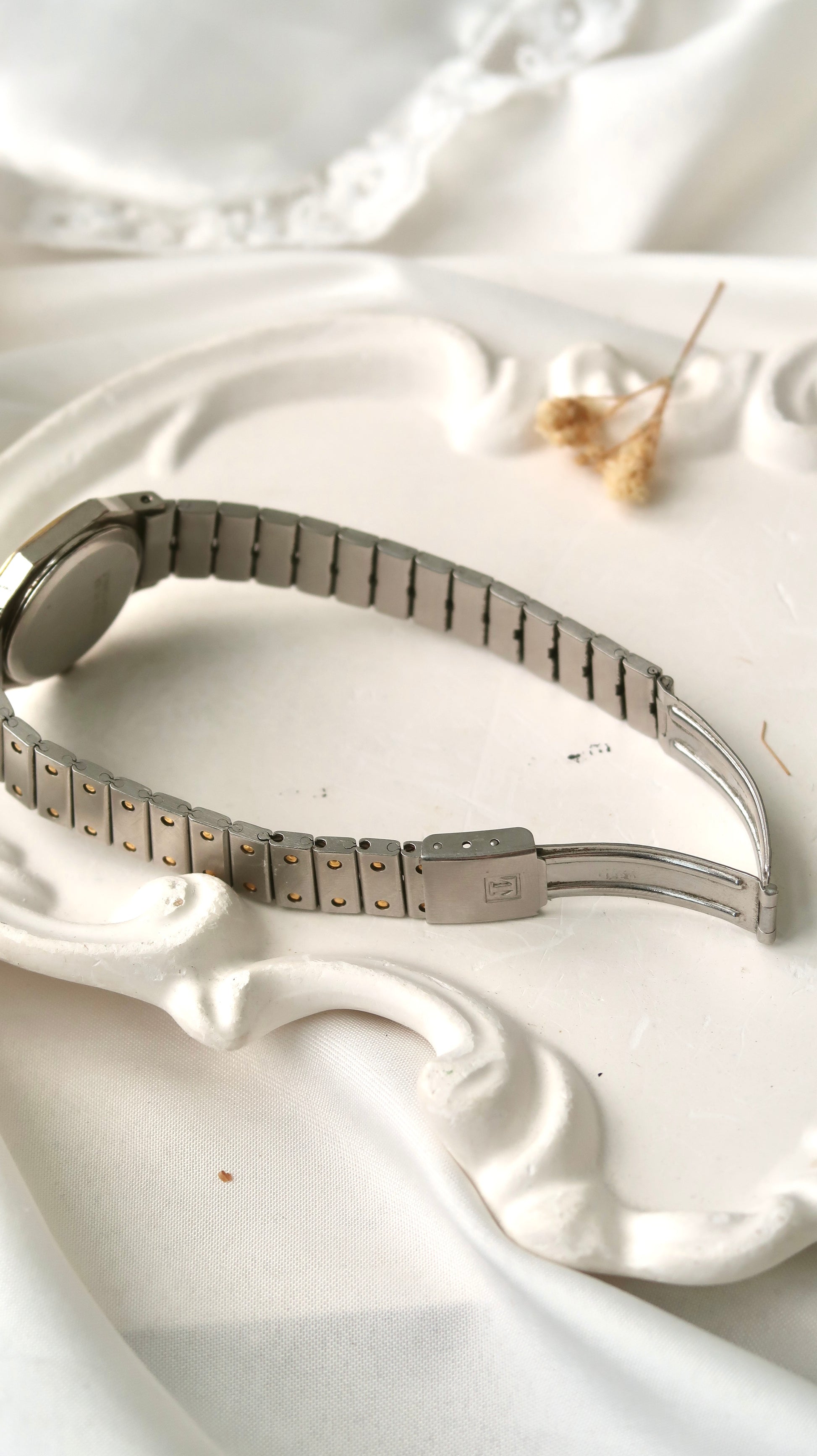 T. Seastar Square White Dial with Two Tone Chain Watch