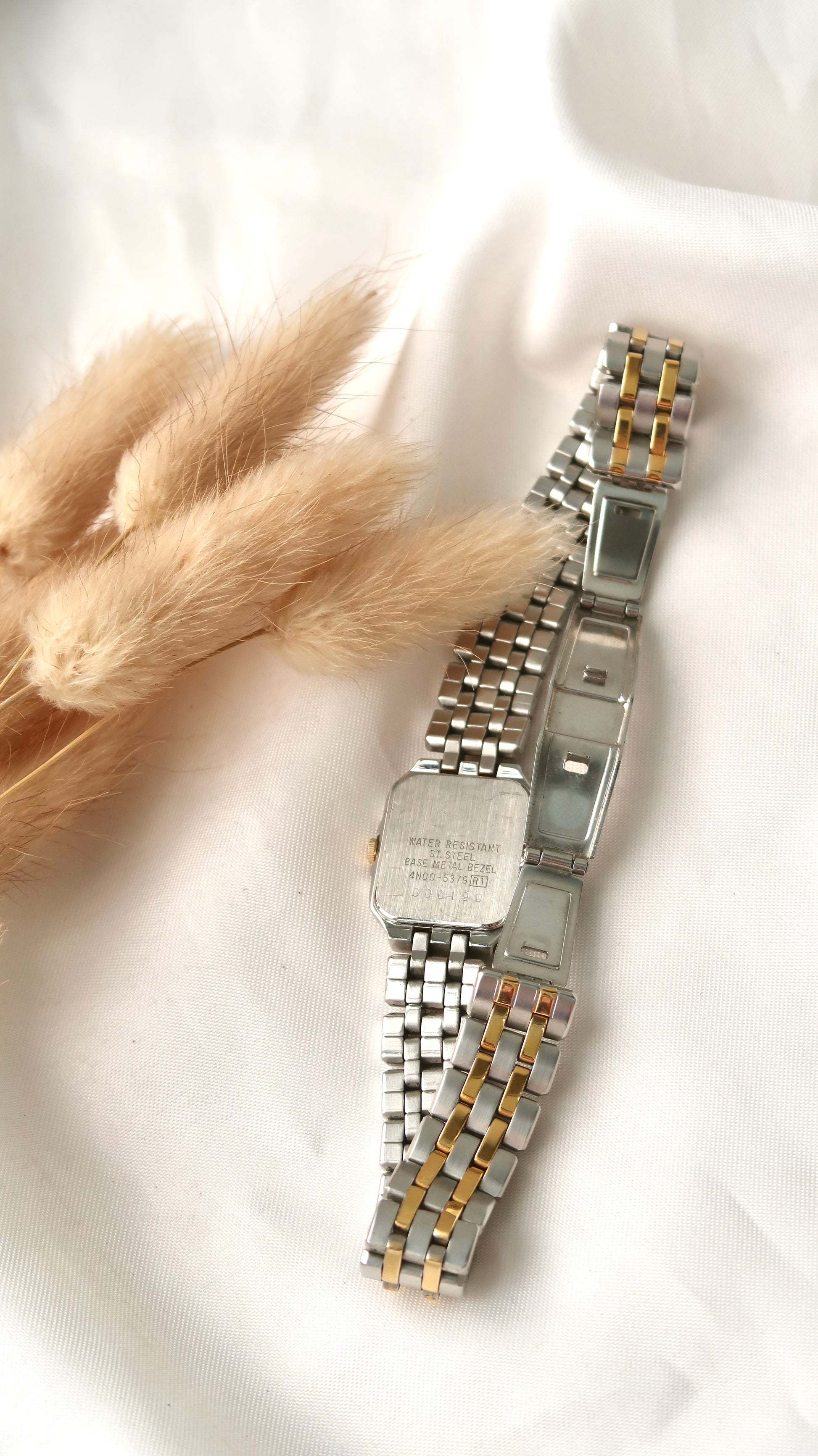 S. White & Blue Roman Rect Dial with Two Tone Chain Watch