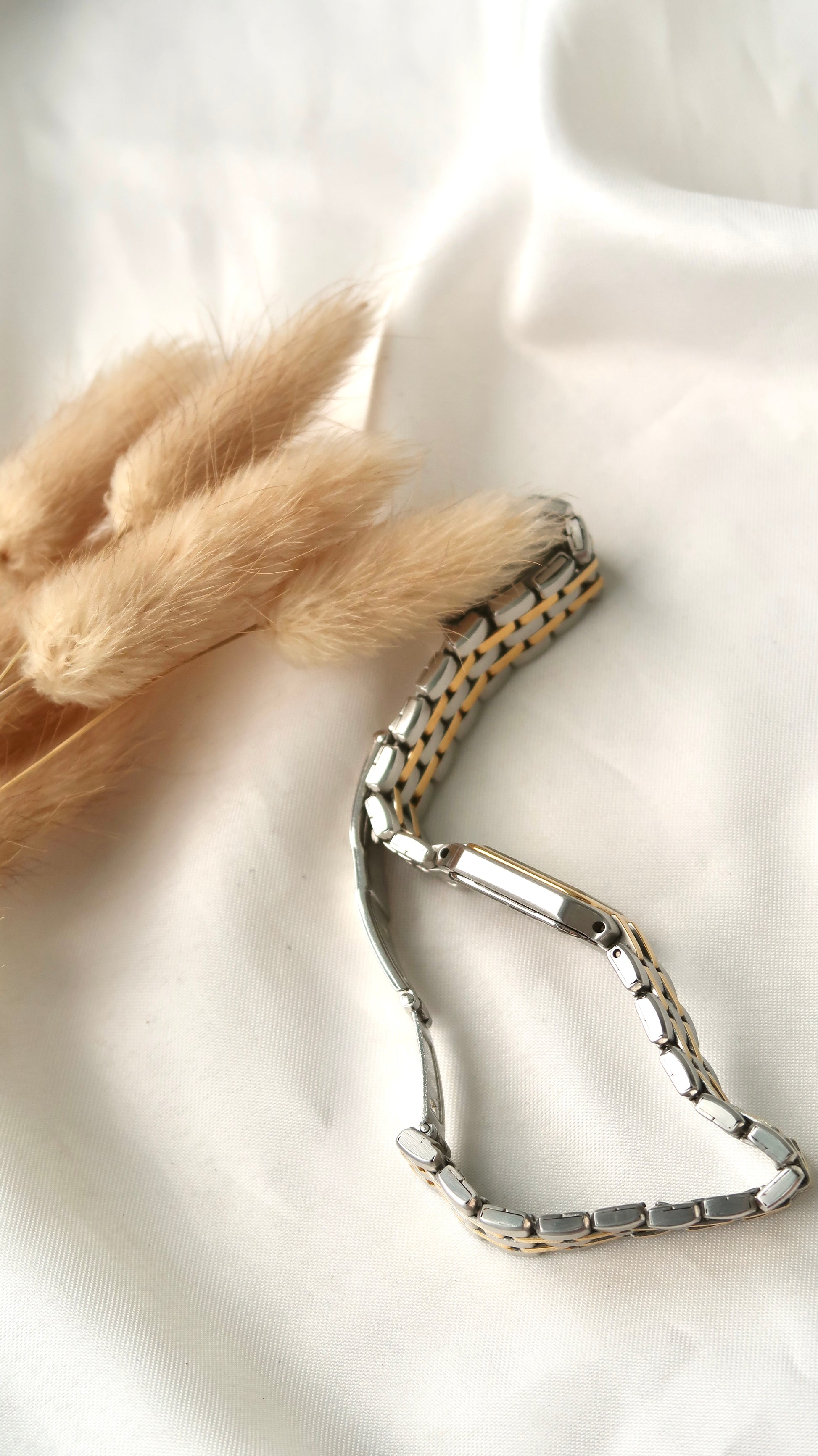 S. White & Blue Roman Rect Dial with Two Tone Chain Watch