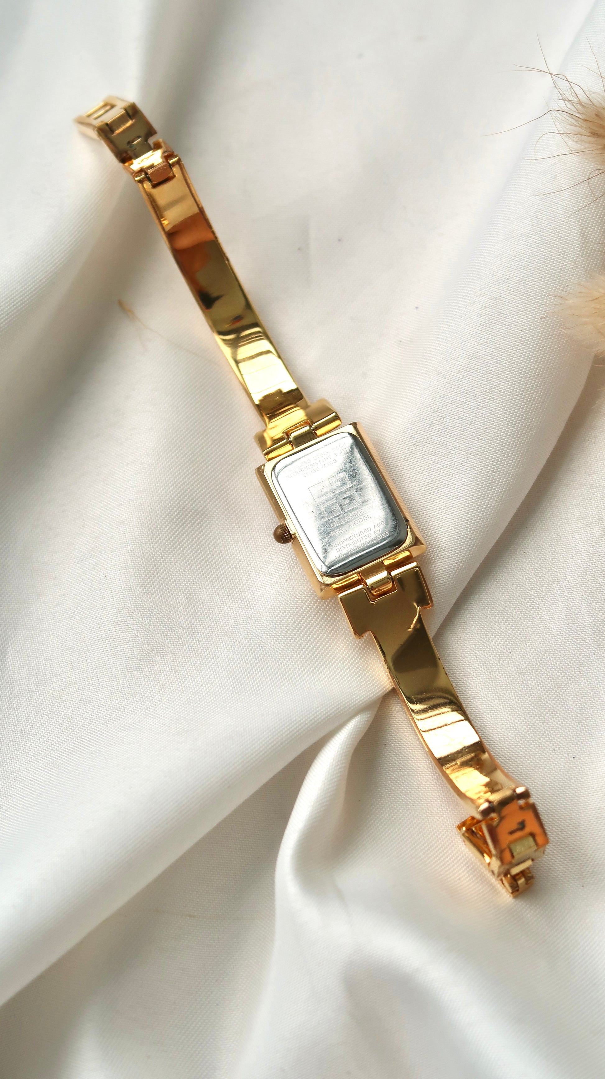 GV. Black Rect Dial with Gold Bangle Watch