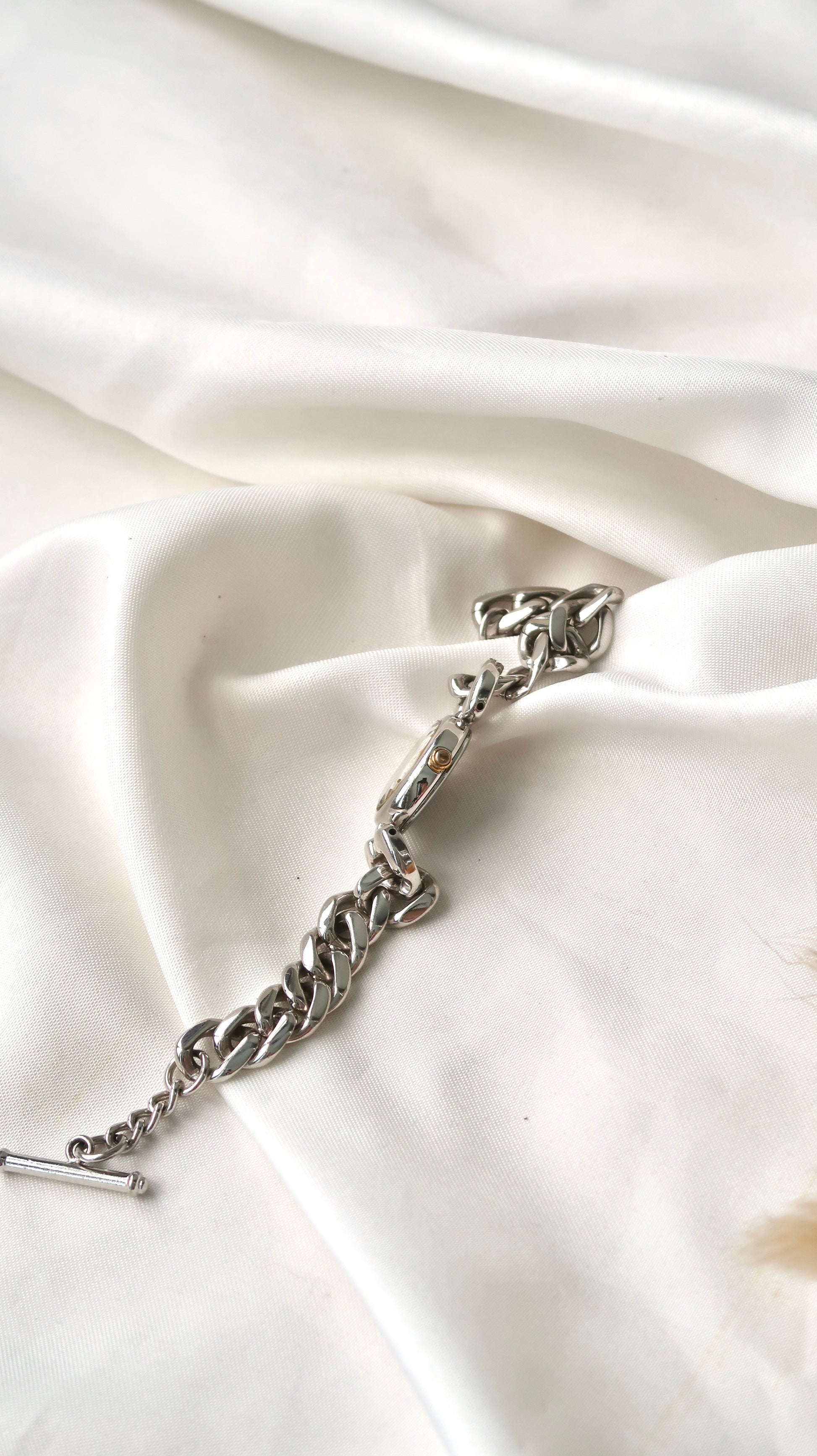 S. Tisse Blue Oval Dial with Silver Chain Watch