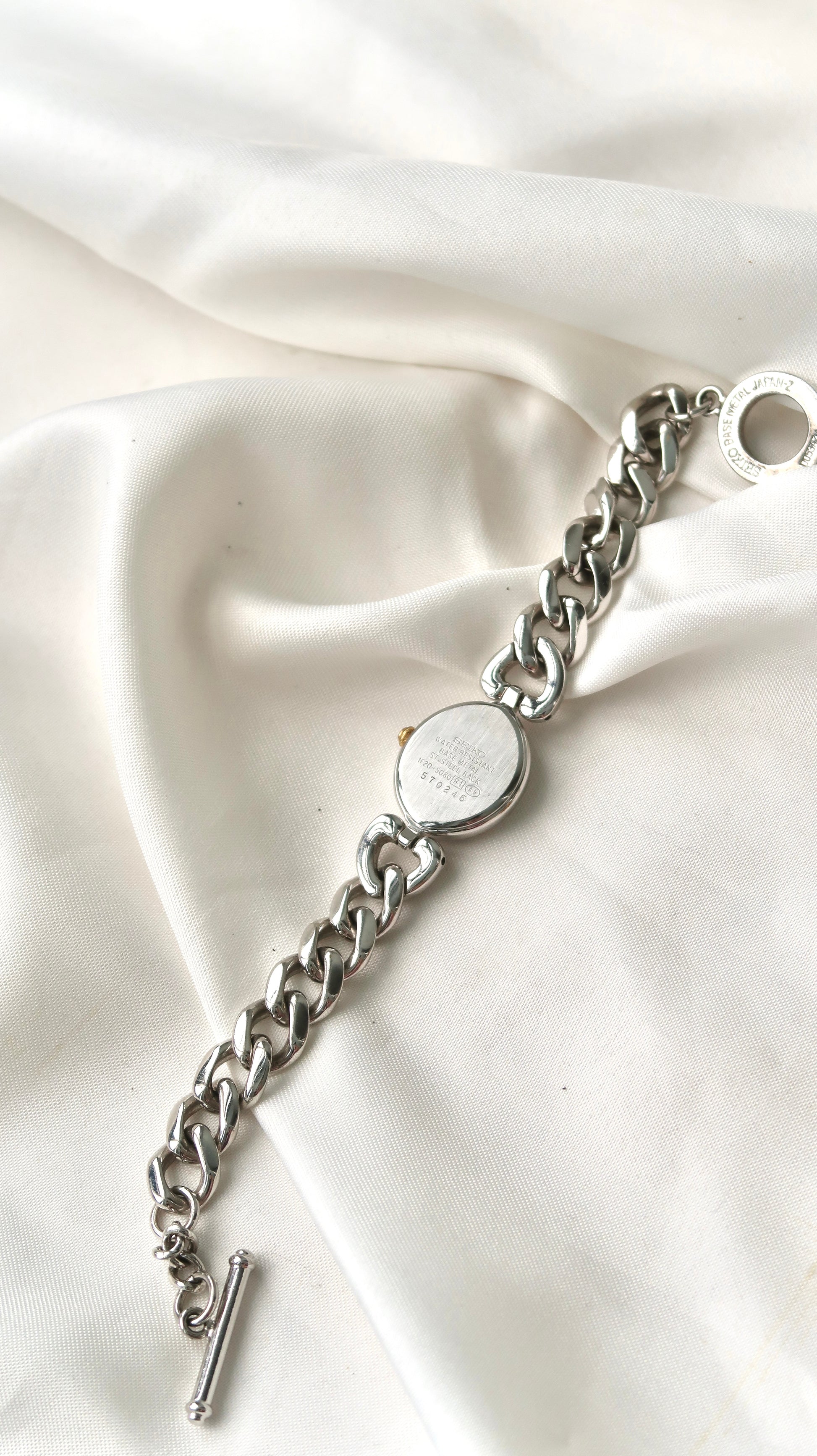 S. Tisse Blue Oval Dial with Silver Chain Watch