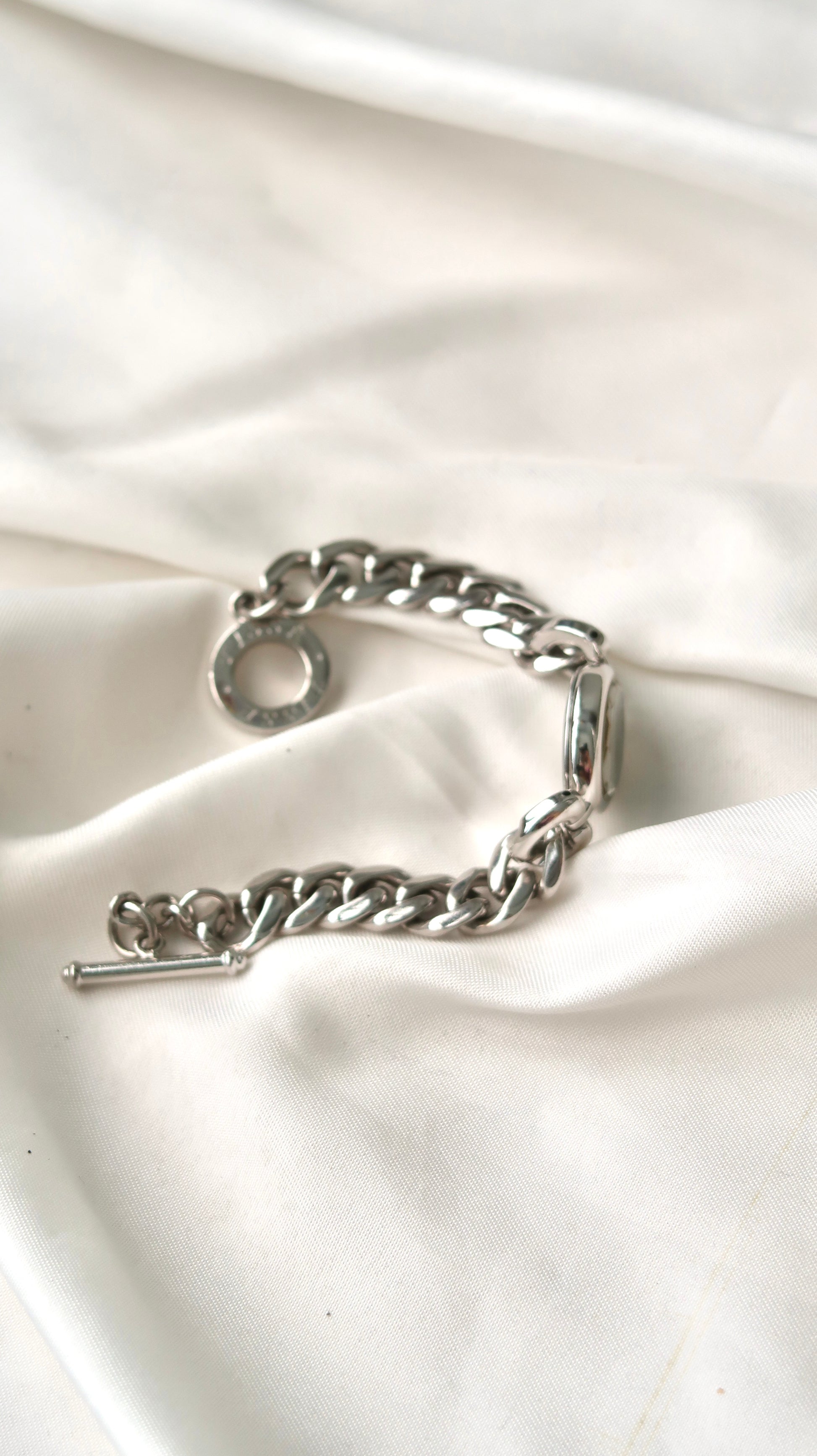 S. Tisse Blue Oval Dial with Silver Chain Watch