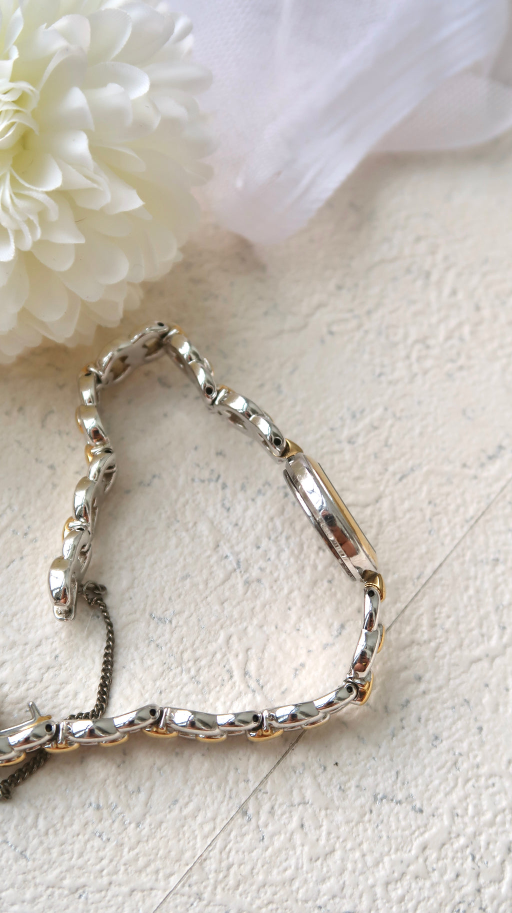 S. Tisse Round Roman MOP Dial with Two Tone Chain Watch