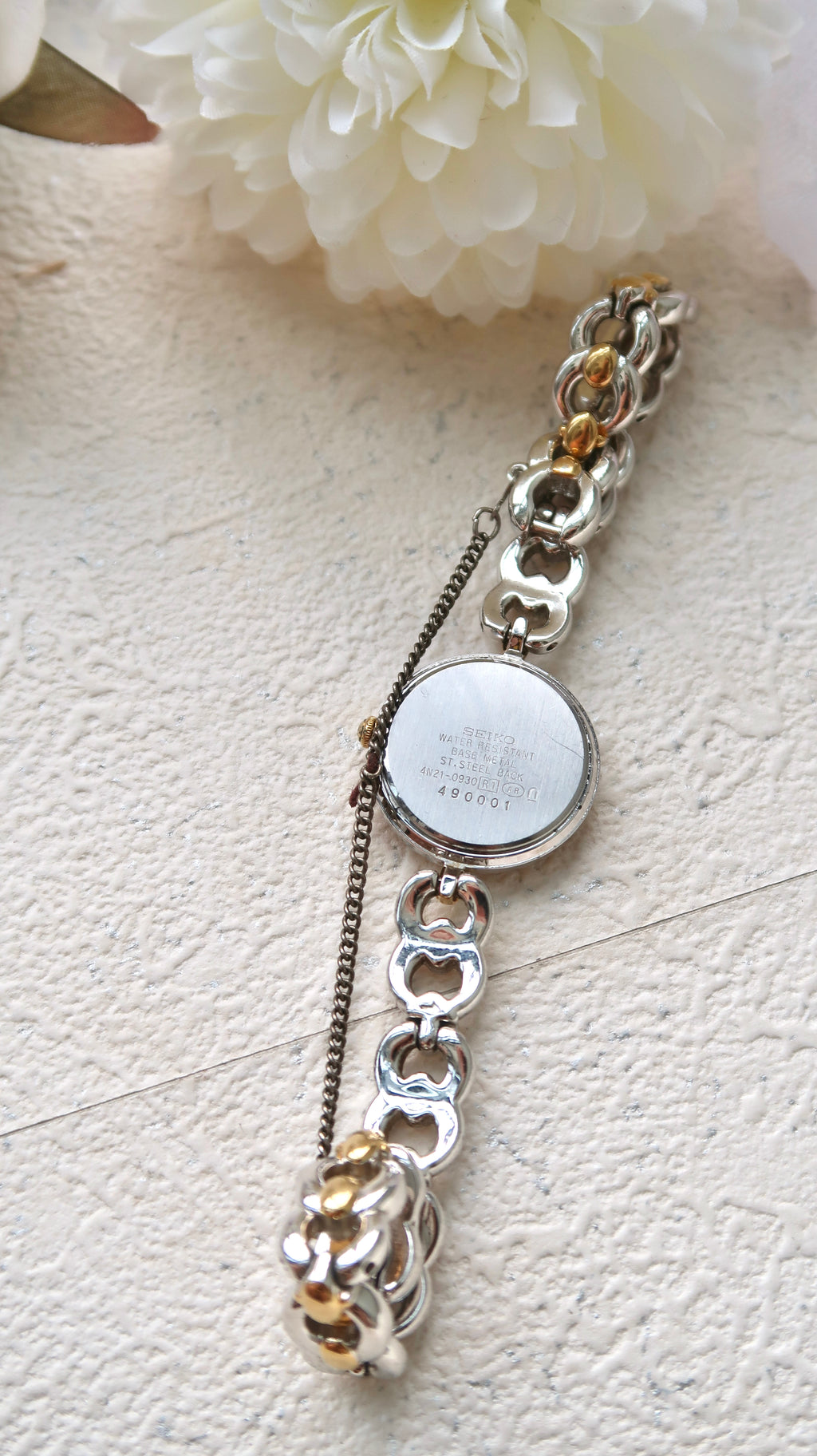 S. Tisse Round Roman MOP Dial with Two Tone Chain Watch