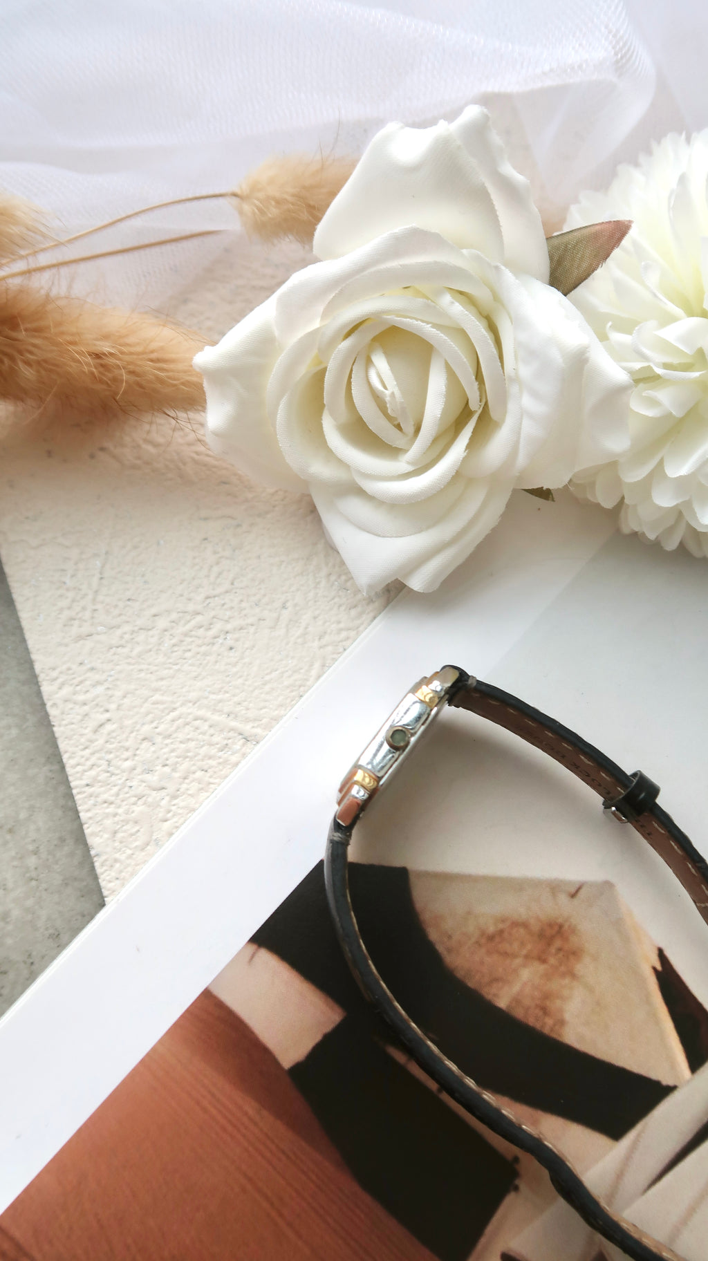 S. Exceline White Square Roman Dial with Black Strap Watch