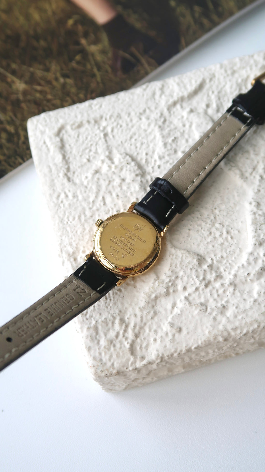 RW. Round White Roman Date Dial with Black Strap Watch