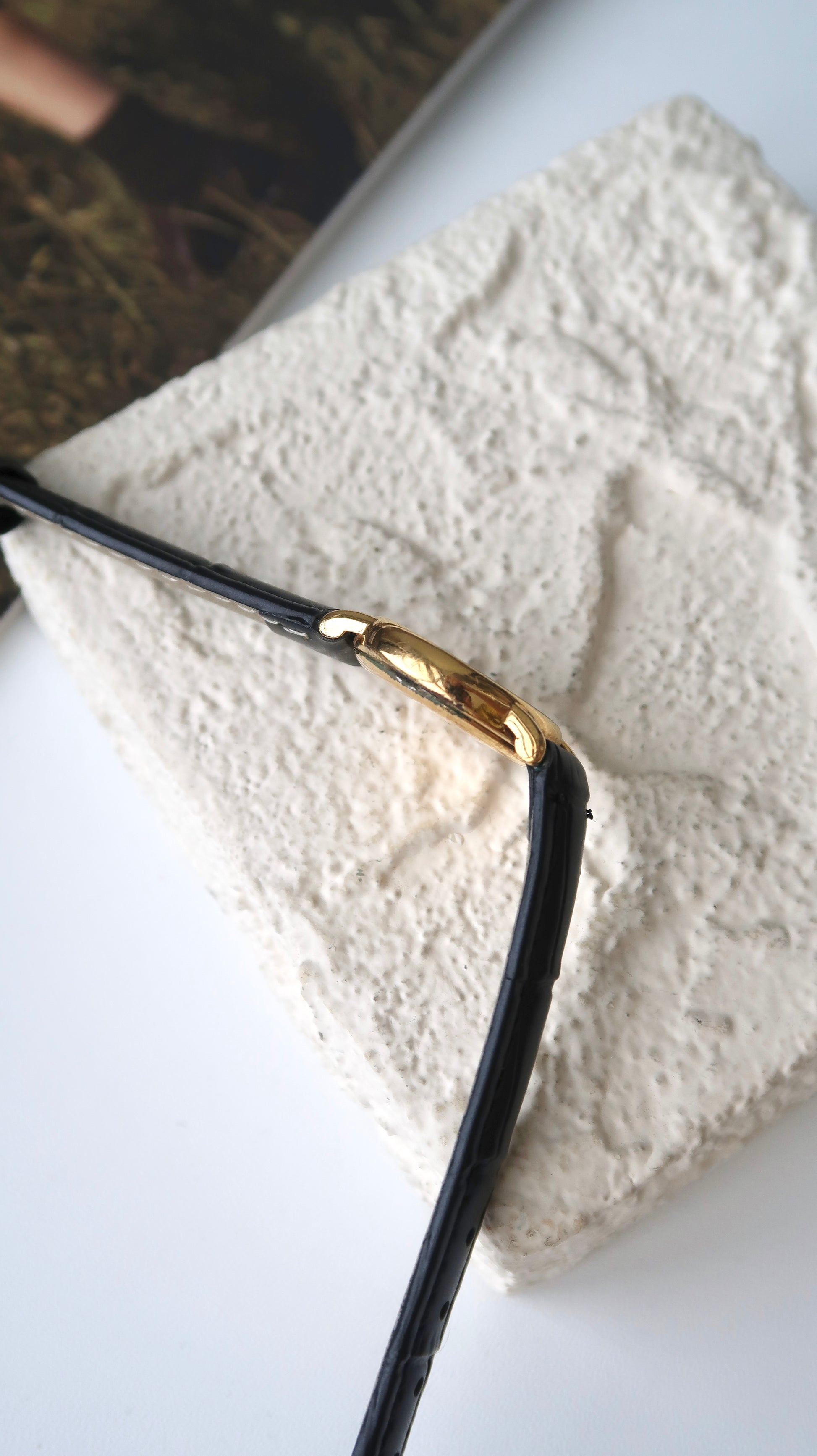 RW. Round White Roman Date Dial with Black Strap Watch