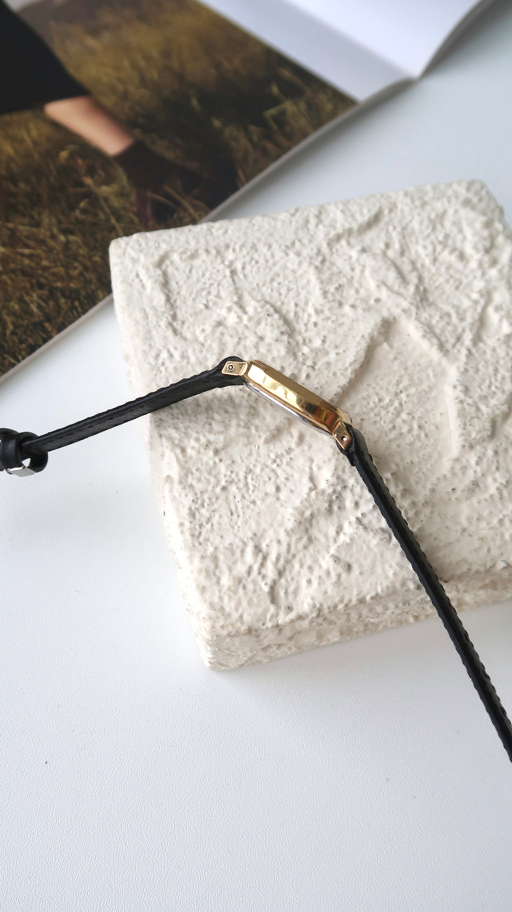 CTZ. Gold Square Roman Dial with Black Strap Watch