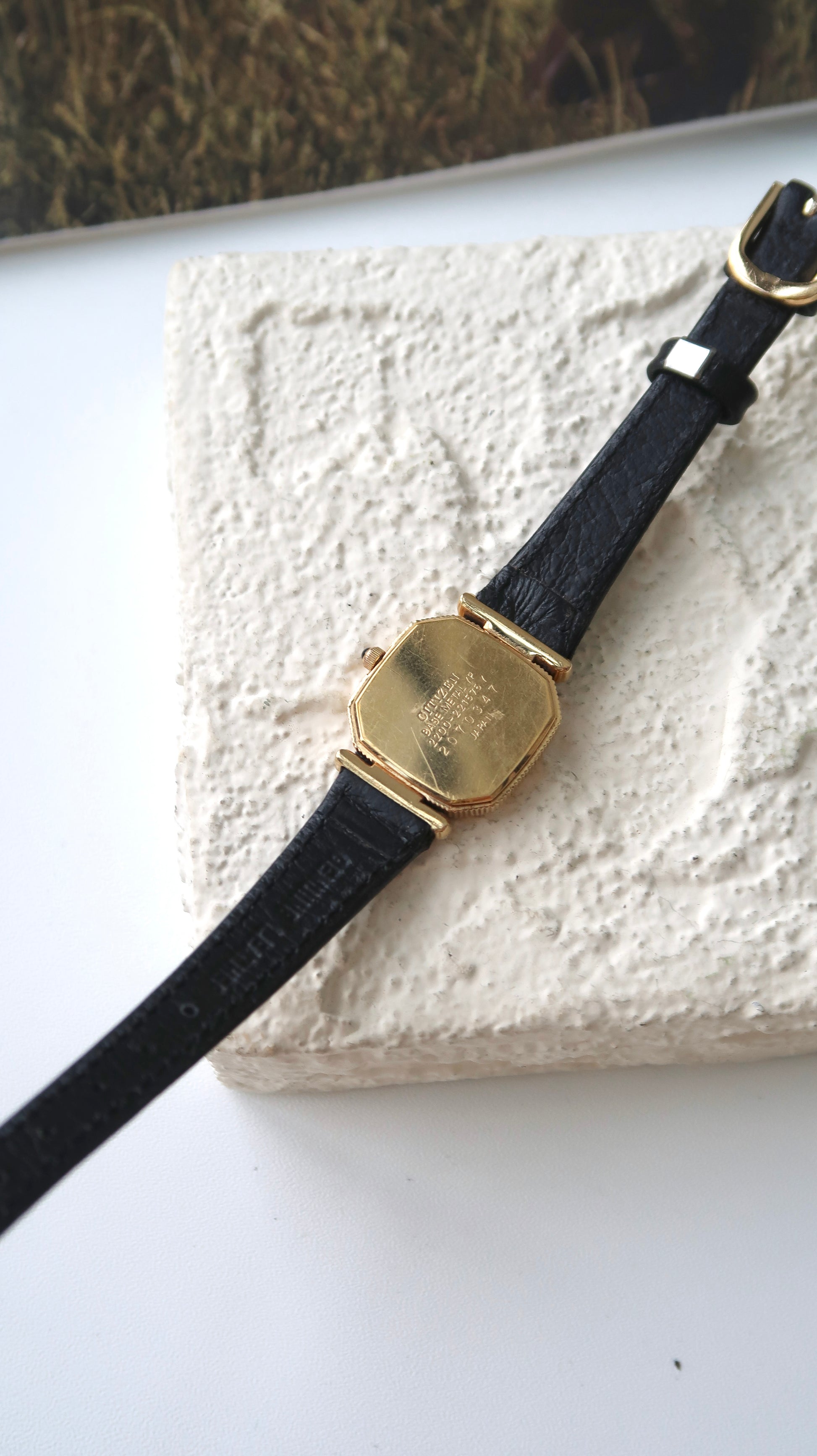 CTZ Excella White Square Roman Dial with Black Strap Watch