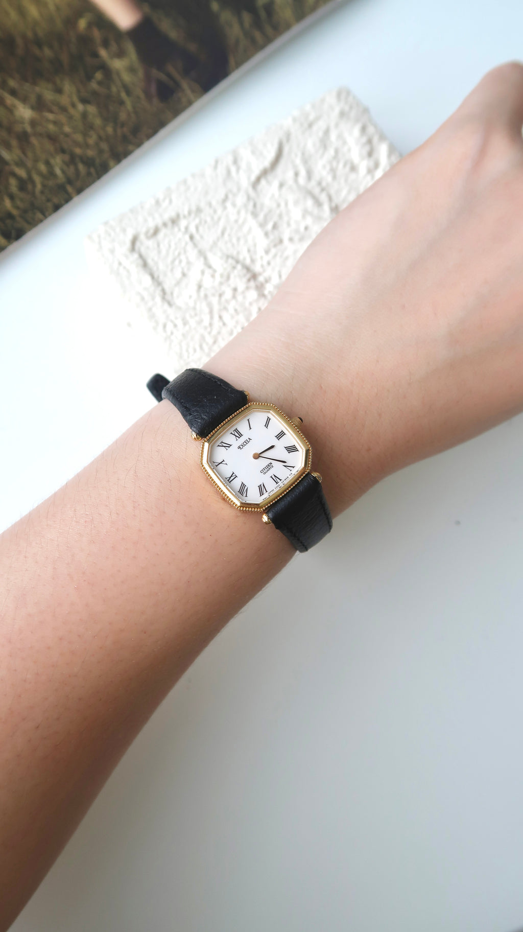 CTZ Excella White Square Roman Dial with Black Strap Watch