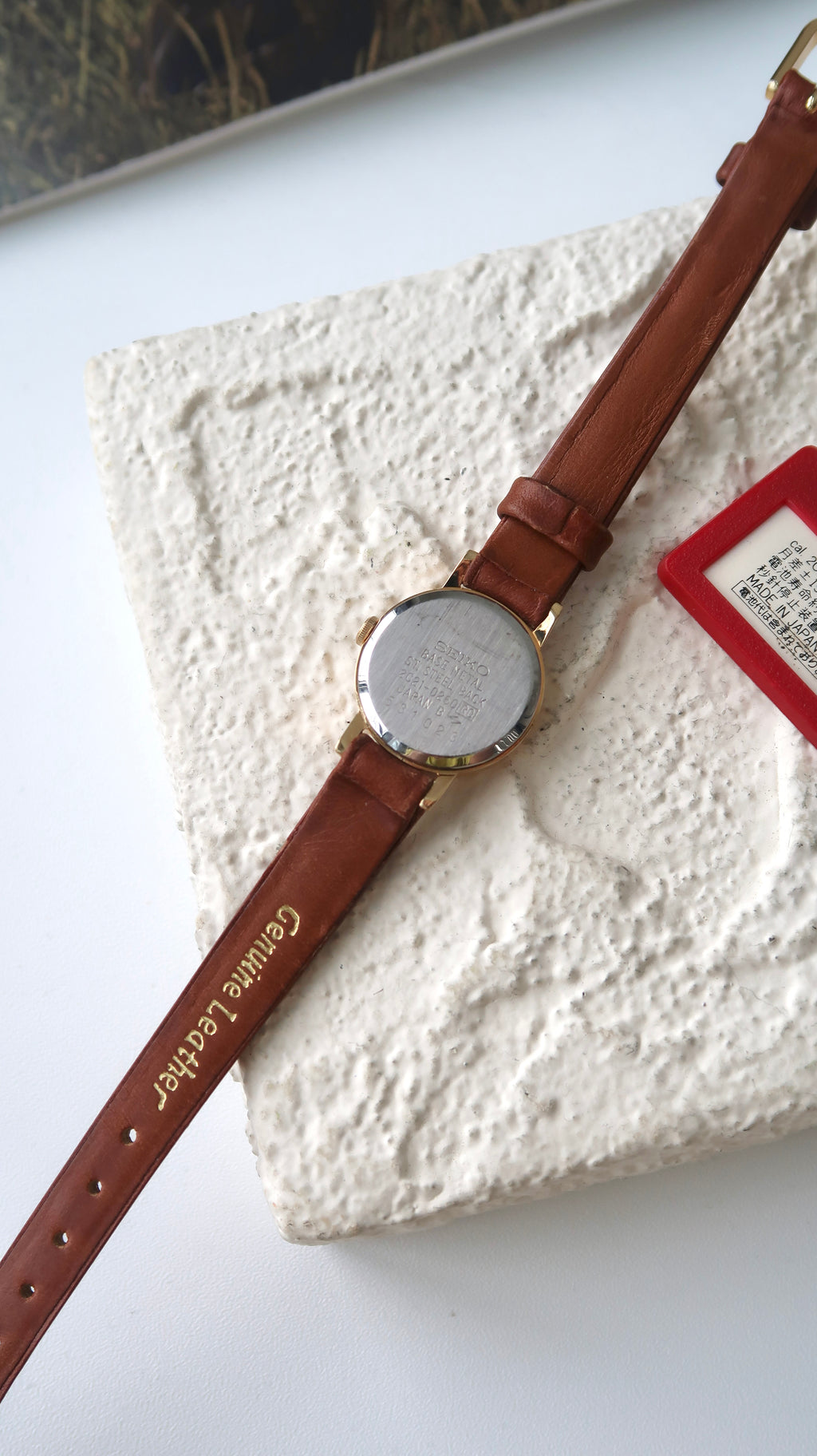 S. Gold Mini Round Dial with Brown Strap Watch