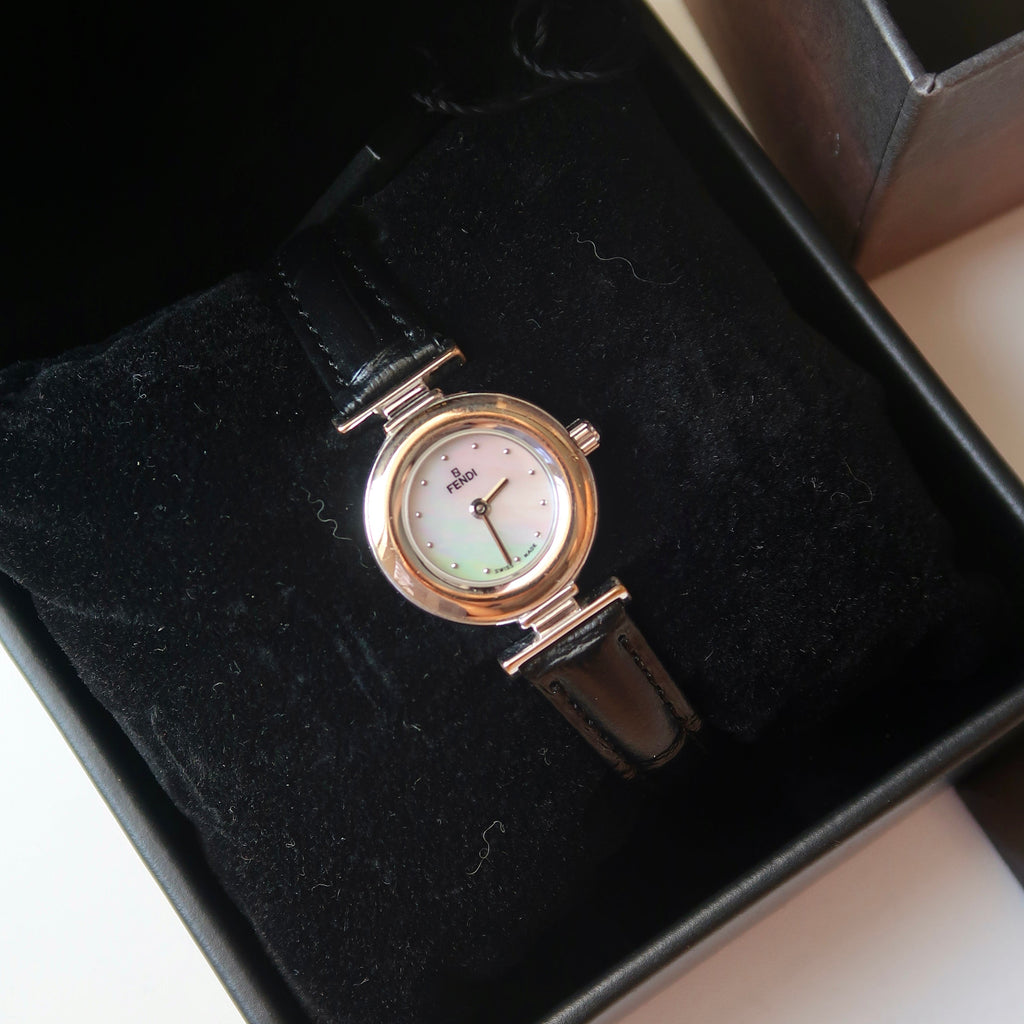 [FULLSET WITH BOX] F. 320L MOP Round Dial with Black Strap