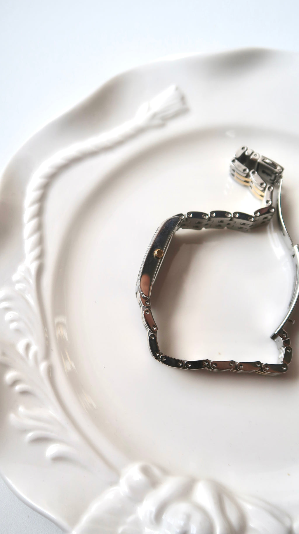 CTZ. Eco Drive White MOP Rect Dial Two Tone Chain Watch