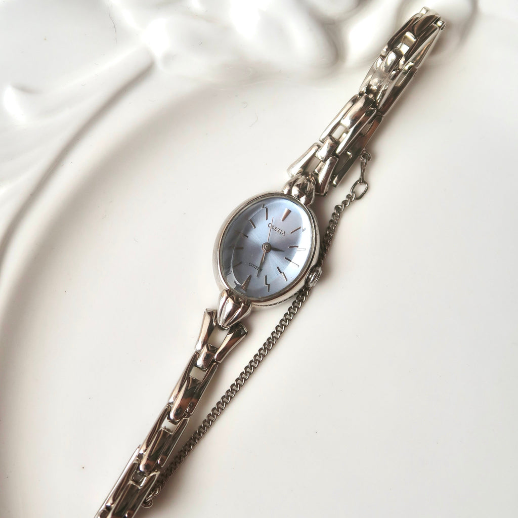 CTZ. Cletia Blue Oval Dial Silver Chain Watch