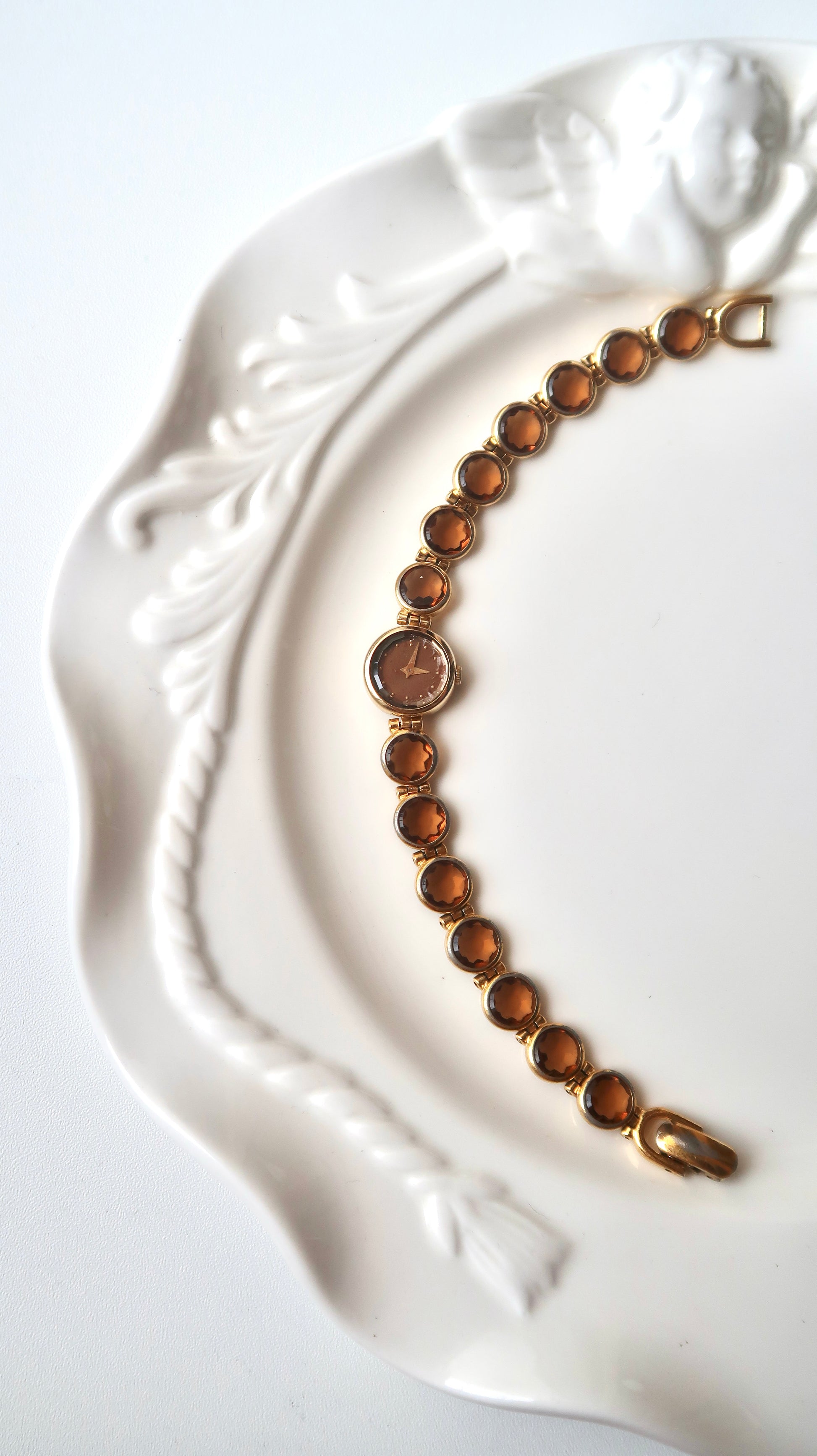 S. Lassale Brown Round Dial Brown Gold Chain Watch