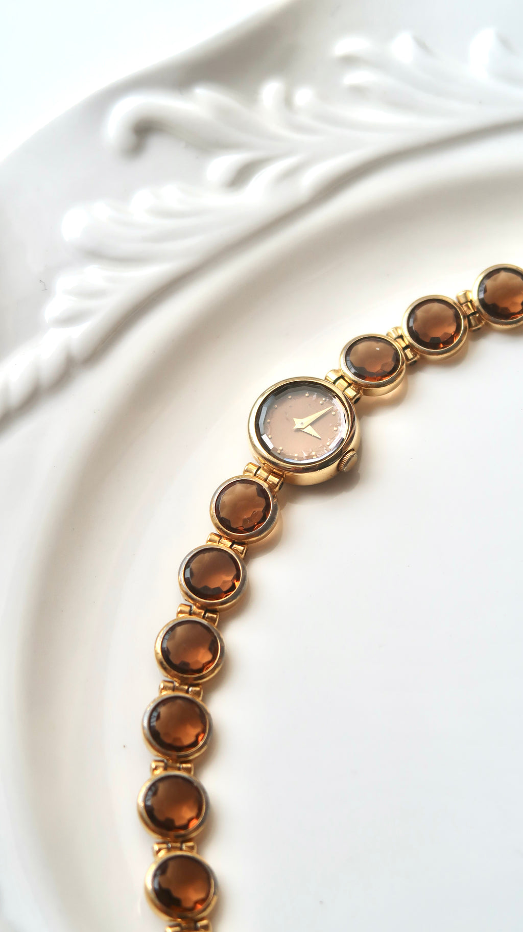 S. Lassale Brown Round Dial Brown Gold Chain Watch