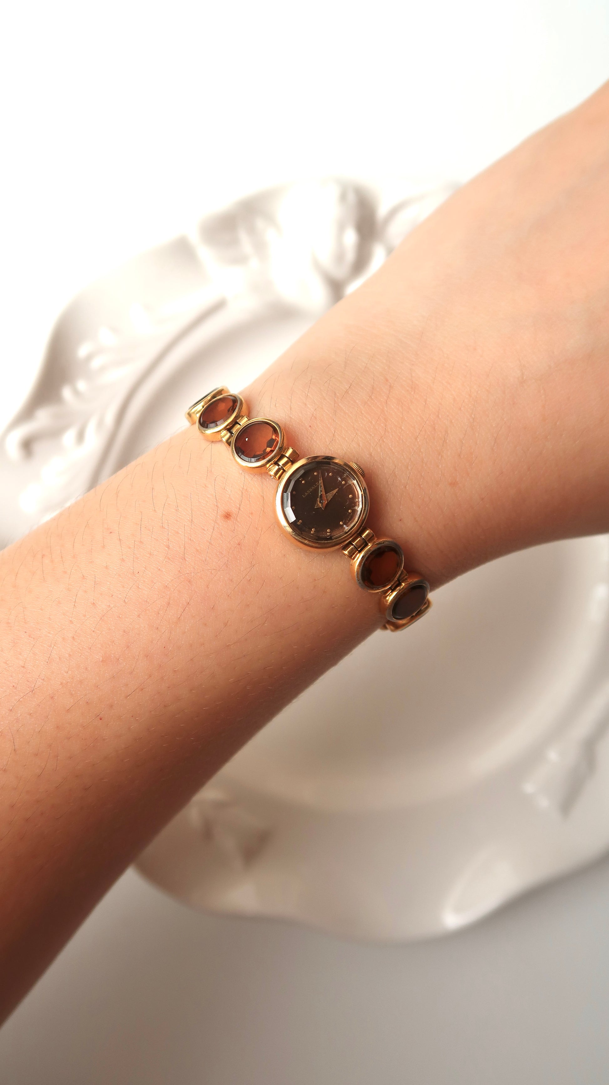 S. Lassale Brown Round Dial Brown Gold Chain Watch