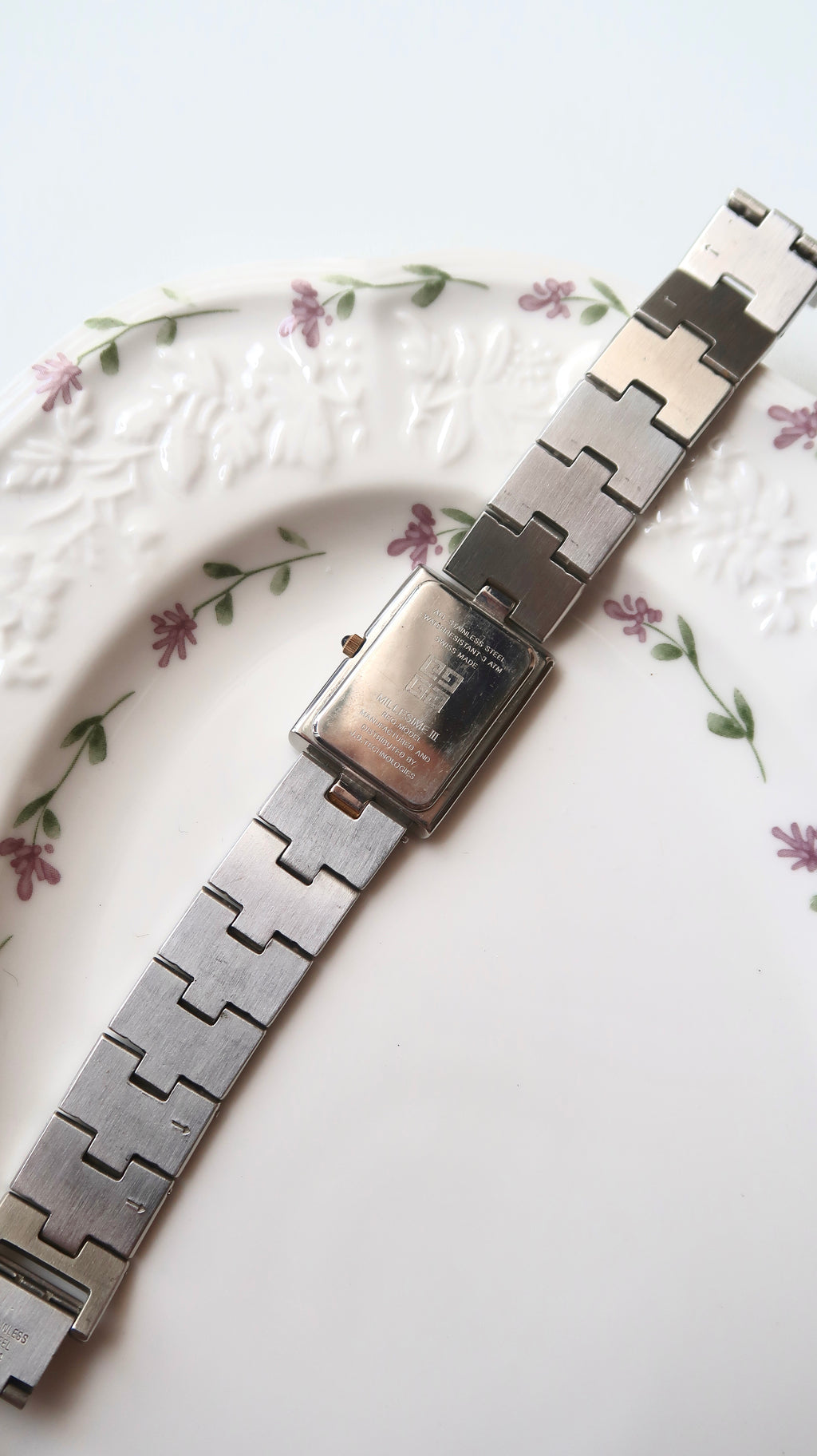 GV. White Rect Dial Two Tone Chain Watch