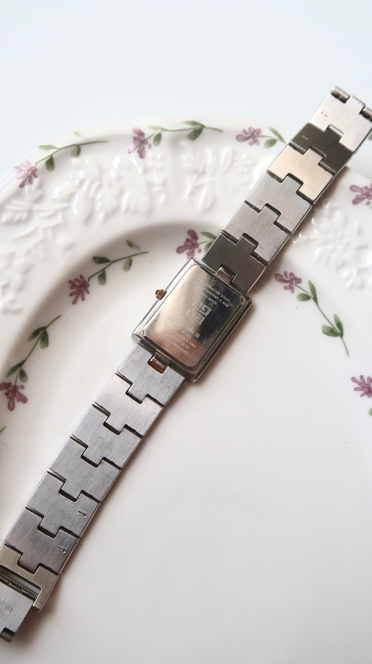 GV. White Rect Dial Two Tone Chain Watch