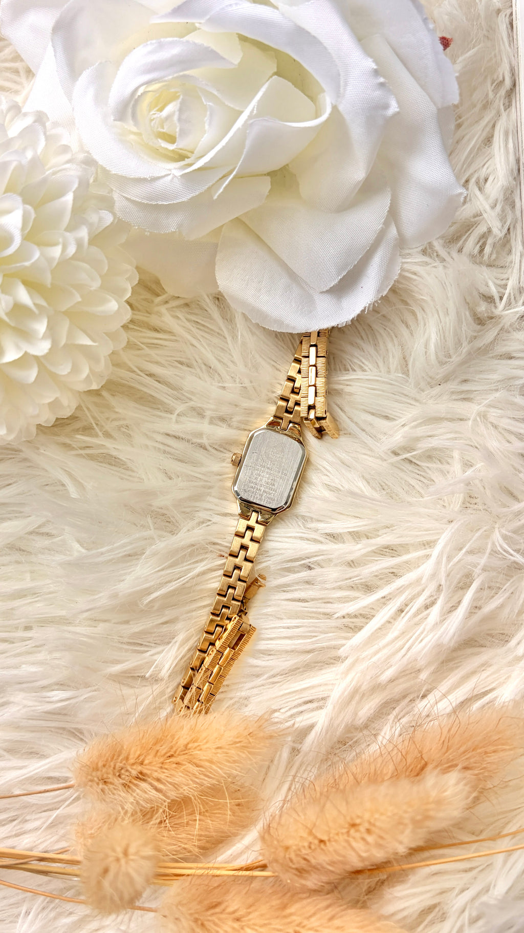 CTZ. Kii Eco Drive Mini Square White Dial with Gold Bronze Chain Watch
