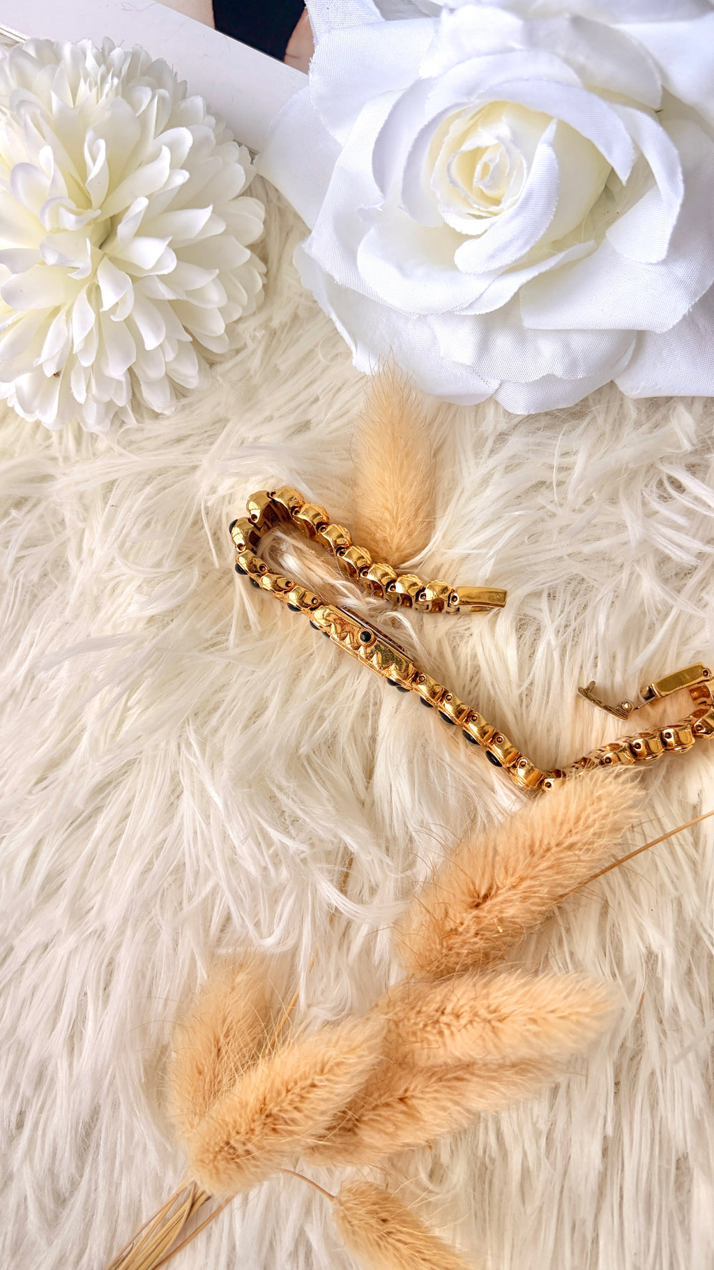 S. Salvia MOP Square Dial with Gold & Black Bangle Watch