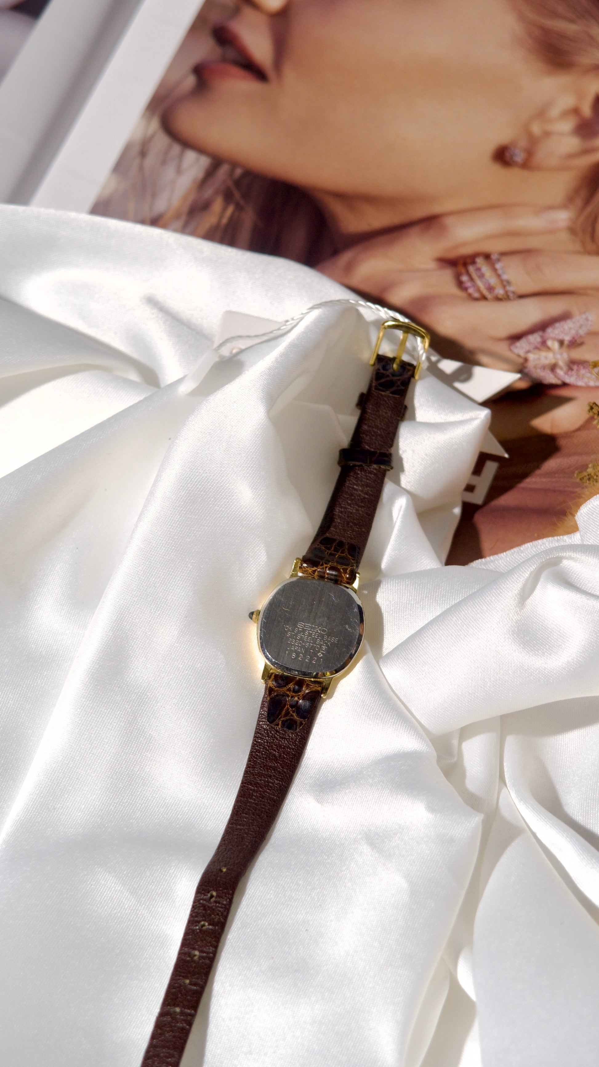 S. Exceline Gold Dial Brown Strap Watch