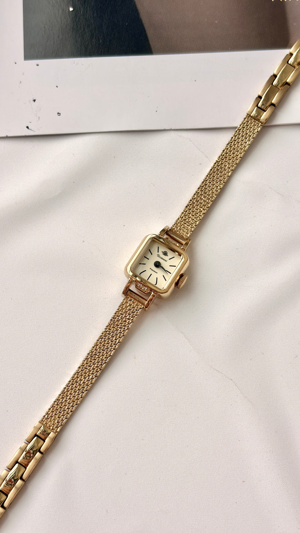 [Fullset WITH BOX] Rosemont Precision Square Dial with Gold Chain Watch