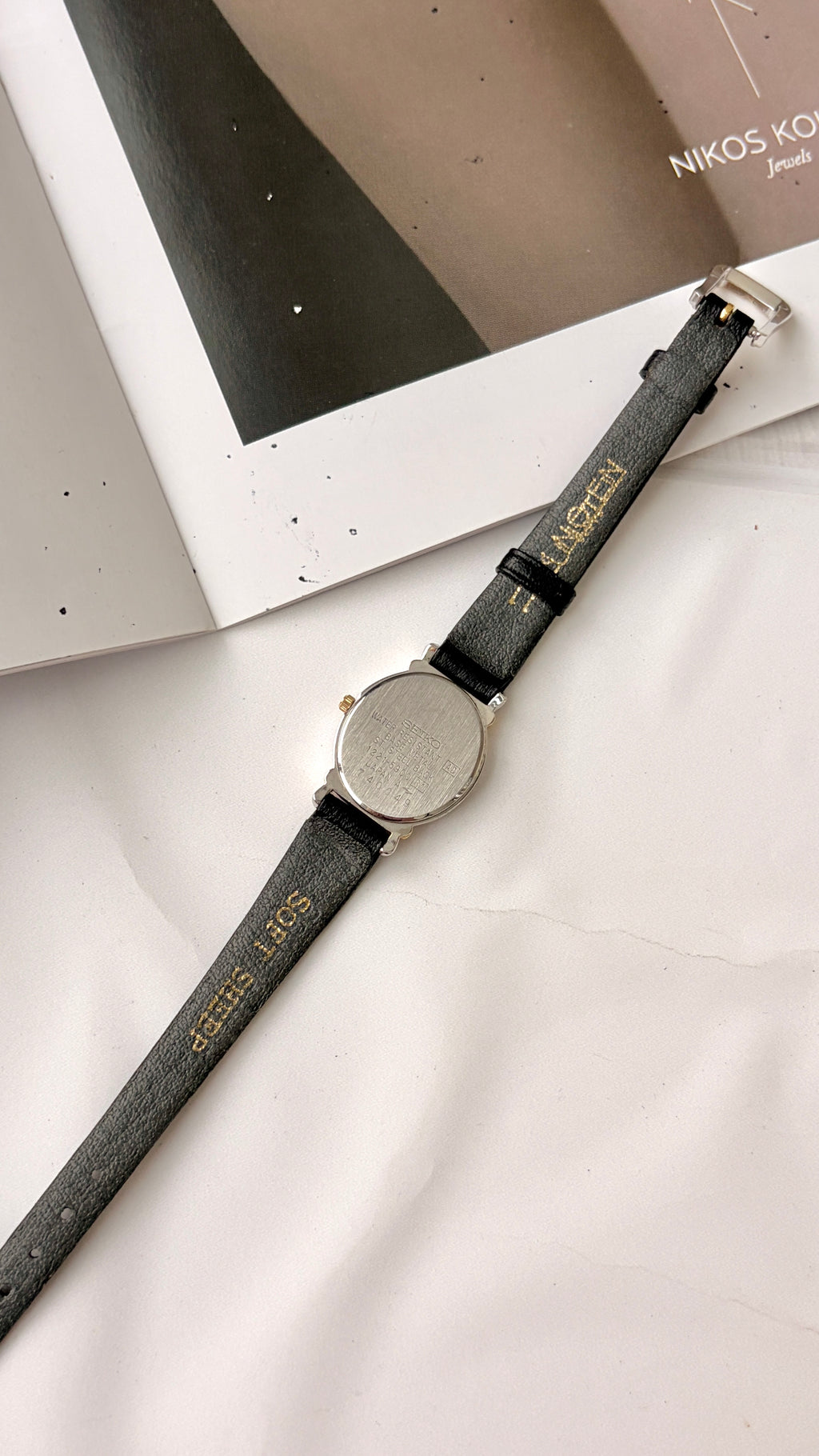 S. Exceline White Oval Roman Dial with Black Strap Watch