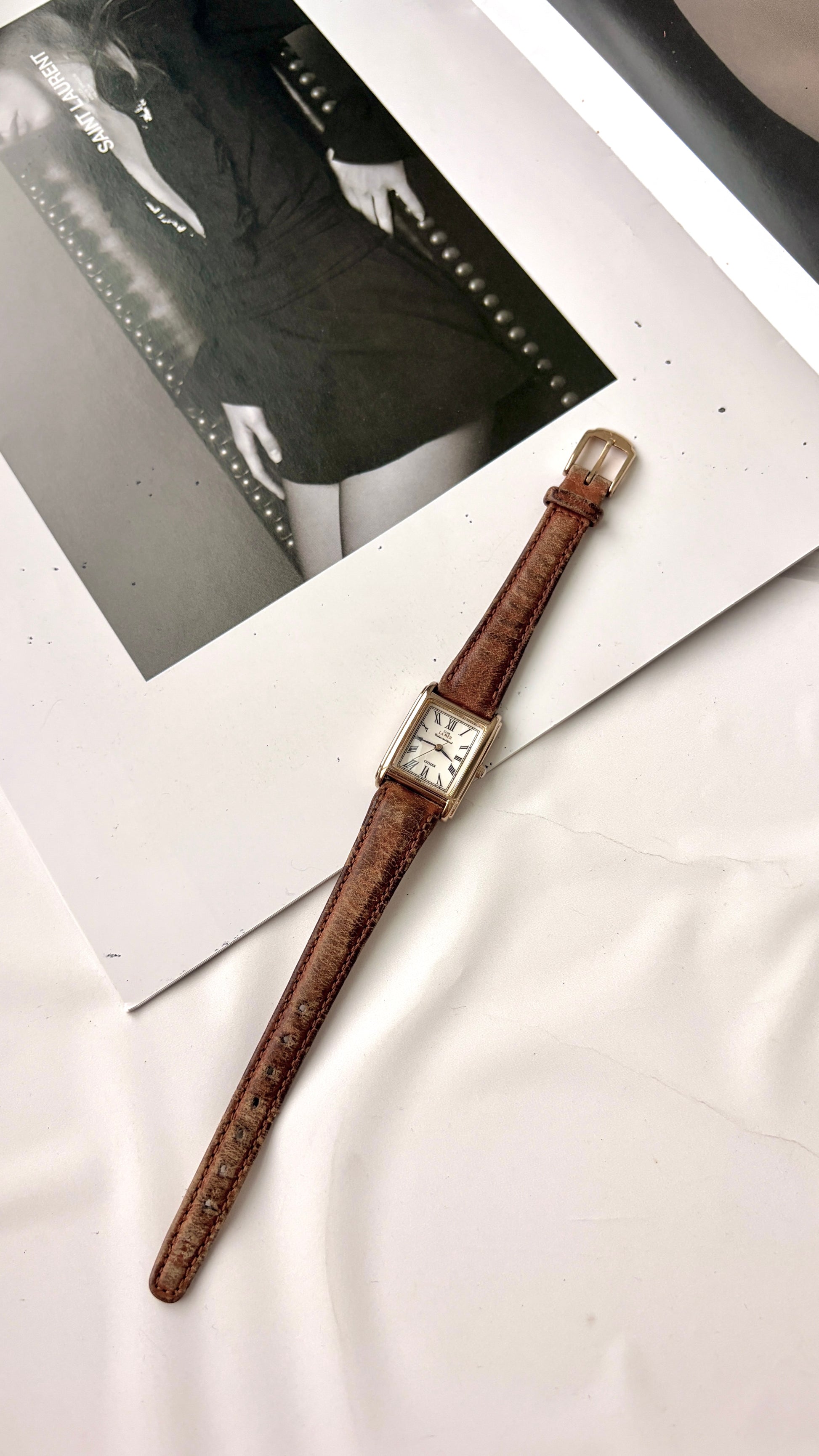 CTZ Club La Mer White Rect Dial with Brown Strap Watch