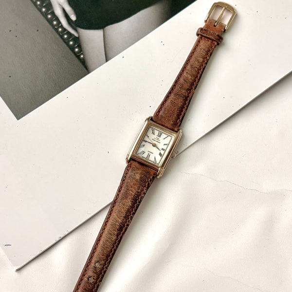 CTZ Club La Mer White Rectangle Dial with Brown Strap Watch