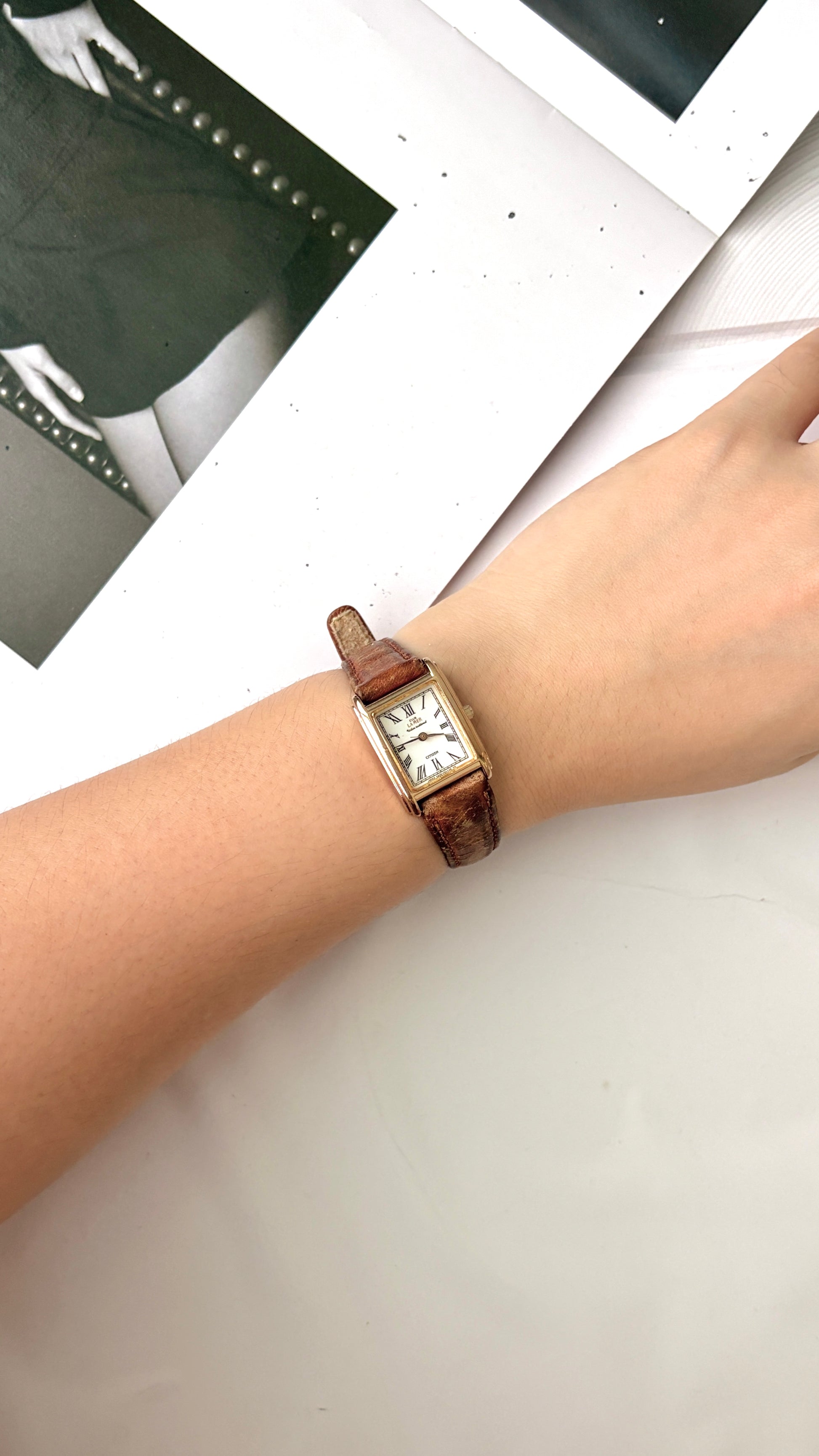 CTZ Club La Mer White Rect Dial with Brown Strap Watch