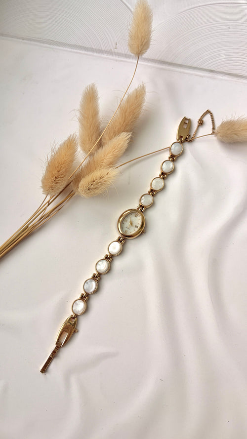 AVON White MOP Oval Dial with White MOP & Gold Chain Watch