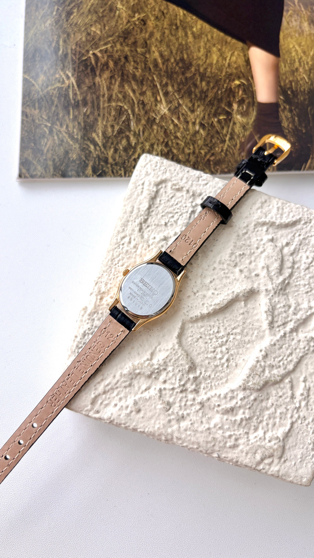 S. Oval White Dial with Black Strap Watch