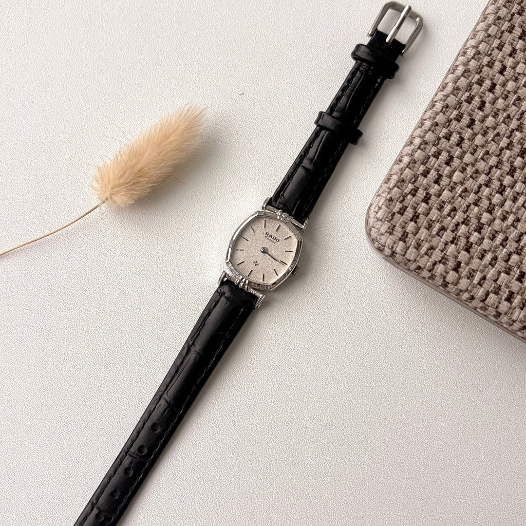 RD. Silver Dial with Black Strap Watch