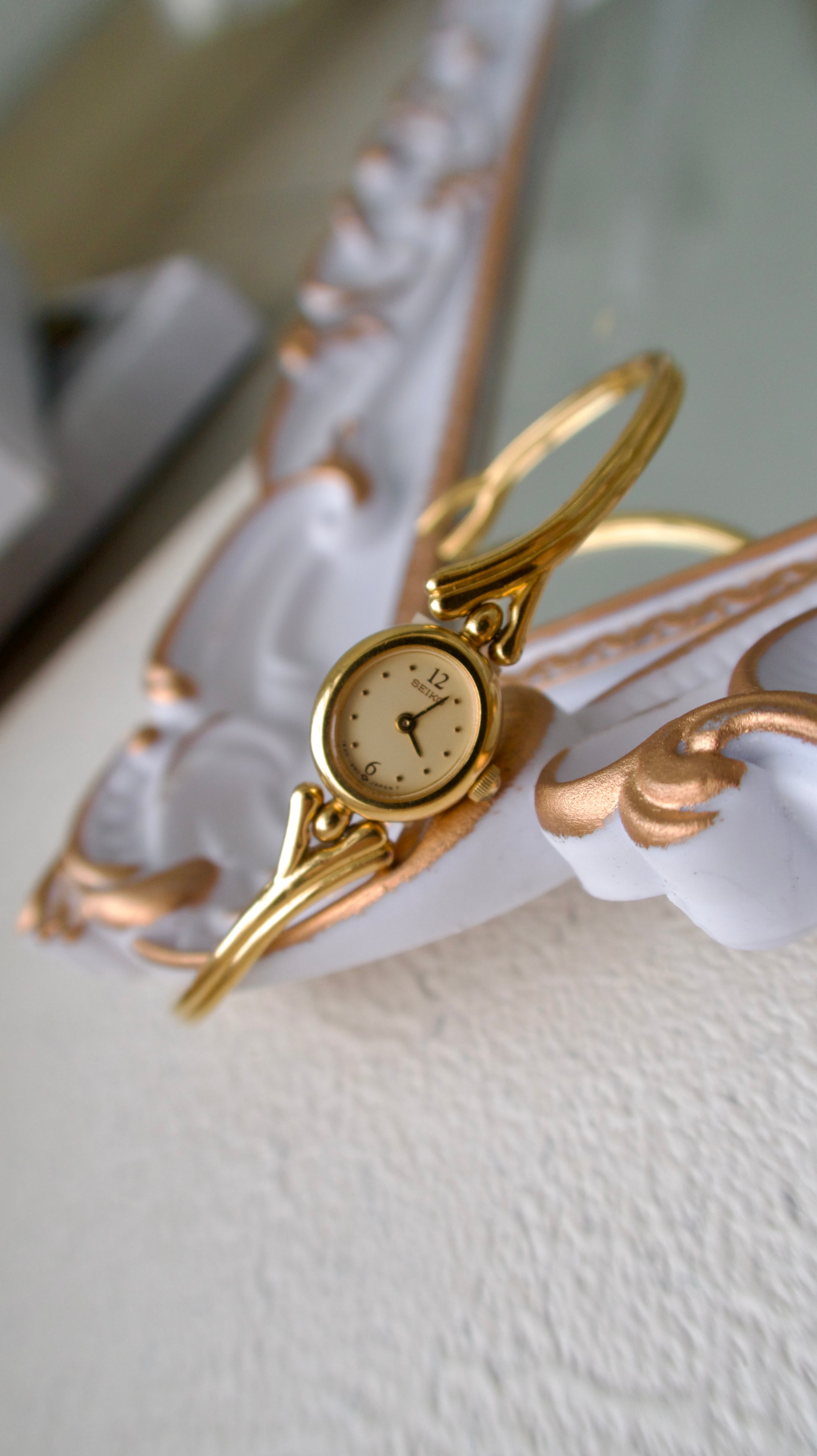 S. Round Gold Dial with Gold Bangle Bracelet