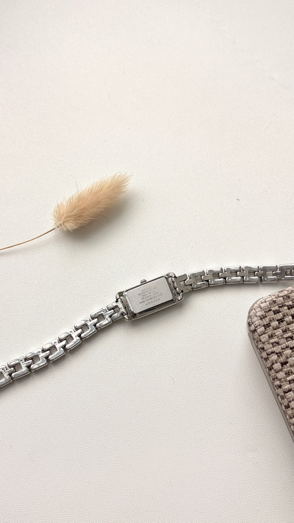 S. Tisse White Rect Dial with Silver Chain Watch